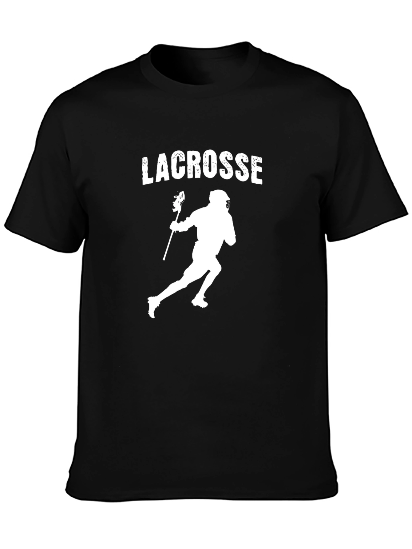 Lacrosse Player Graphic T-Shirt - Black Crew Neck Tee