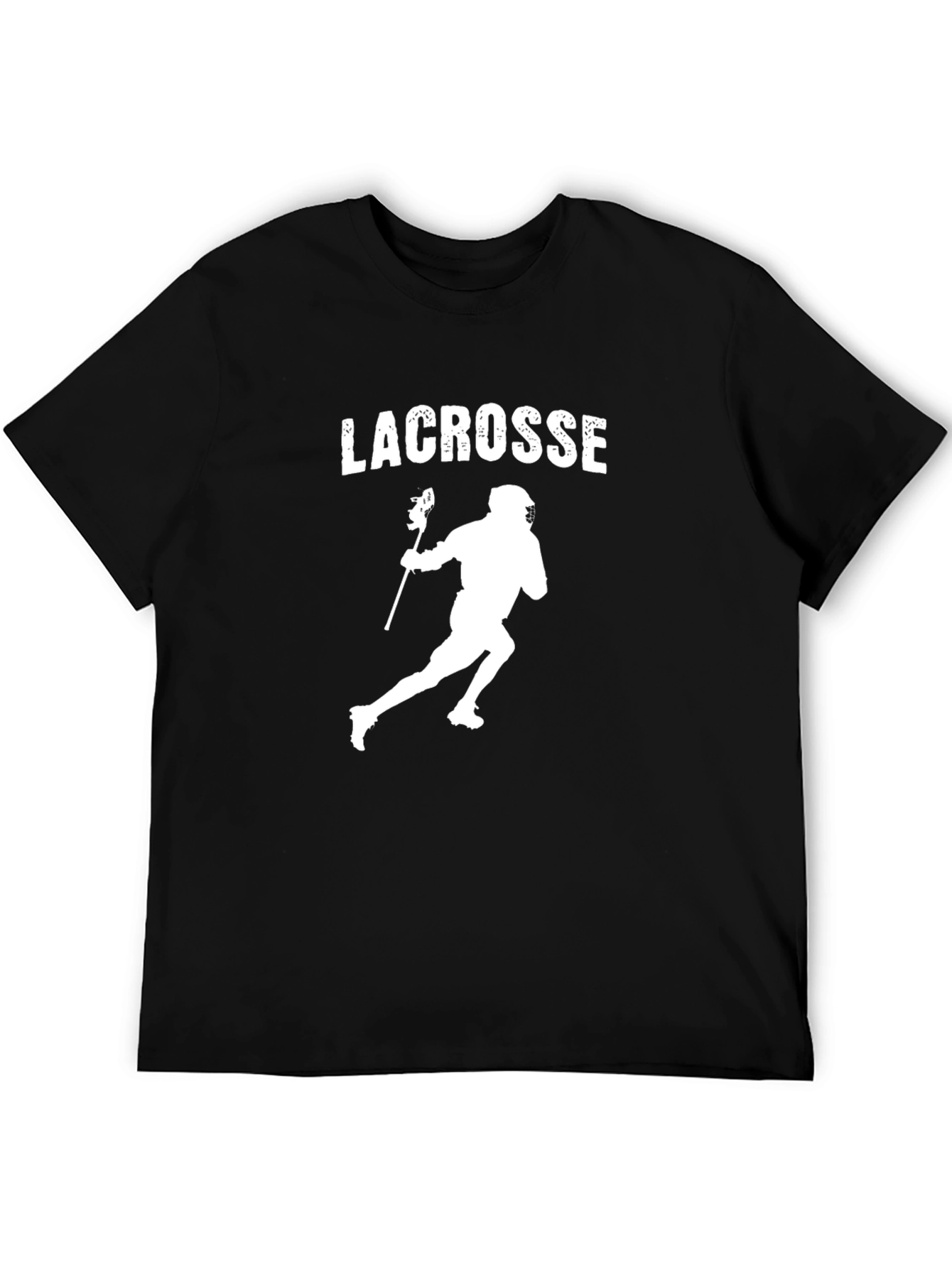 Lacrosse Player Graphic T-Shirt - Black Crew Neck Tee