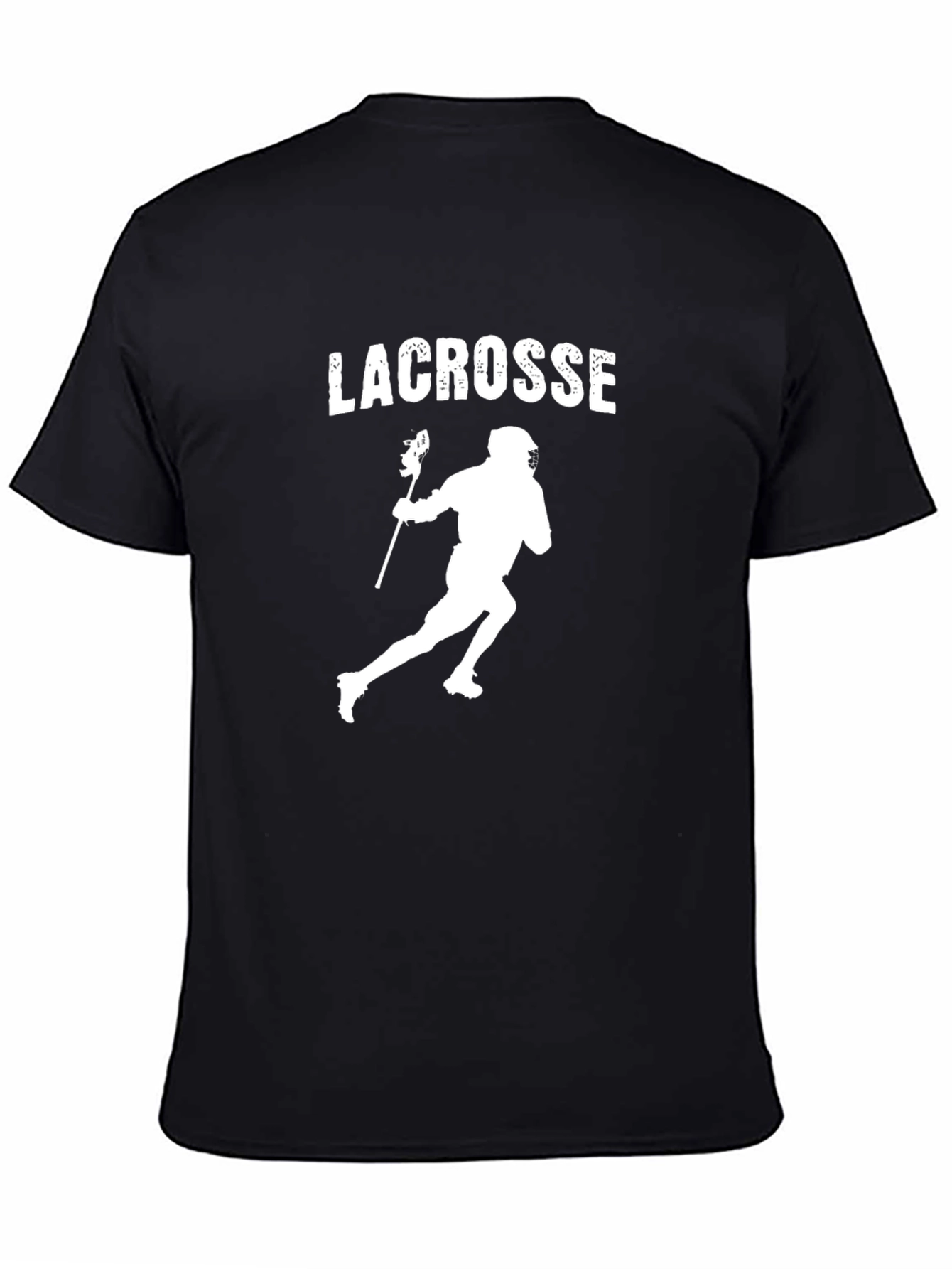 Lacrosse Player Graphic T-Shirt - Black Crew Neck Tee