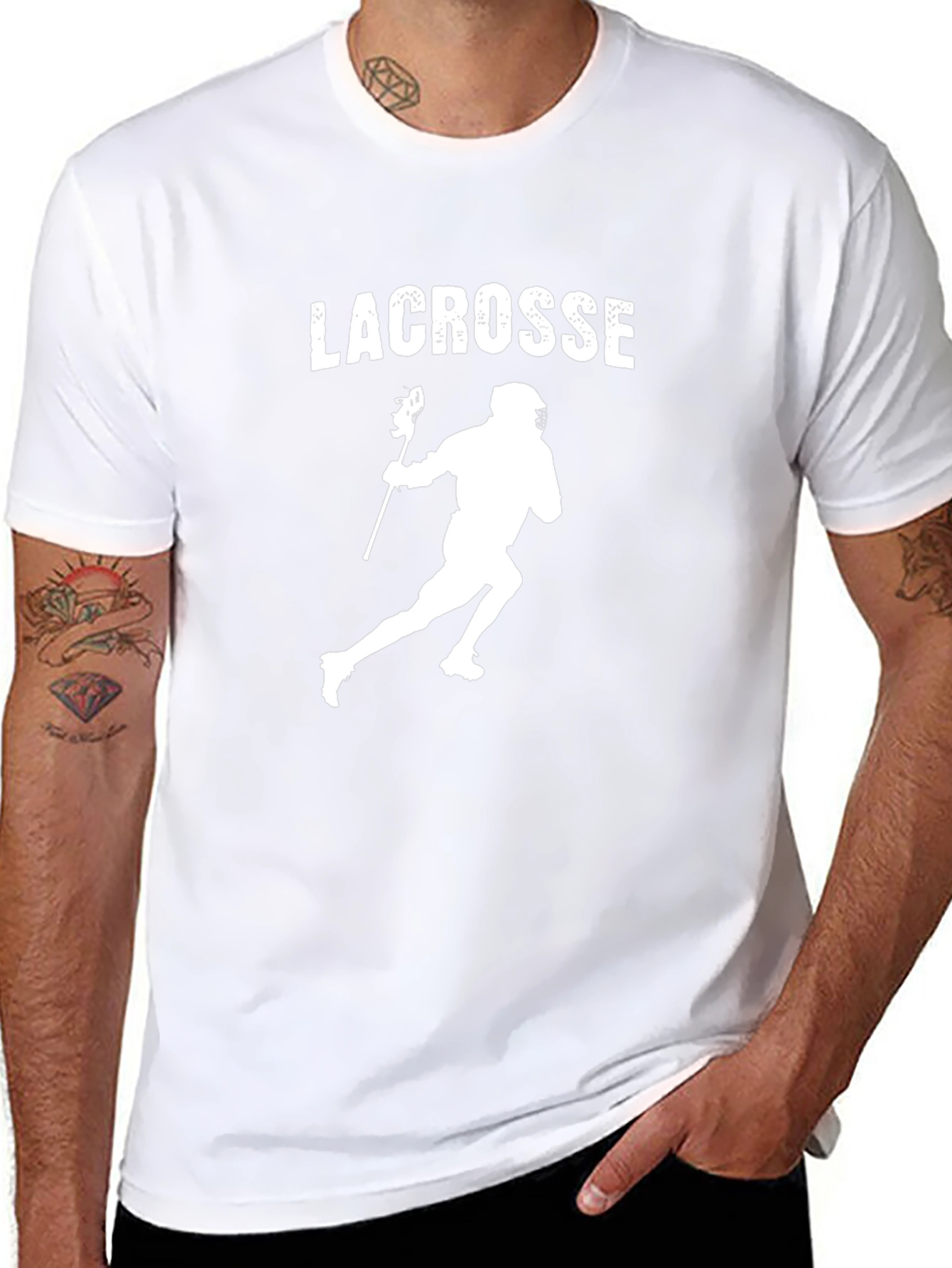 Lacrosse Player Graphic T-Shirt - Black Crew Neck Tee