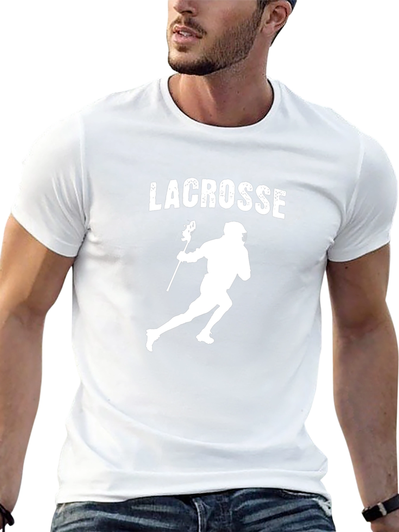 Lacrosse Player Graphic T-Shirt - Black Crew Neck Tee