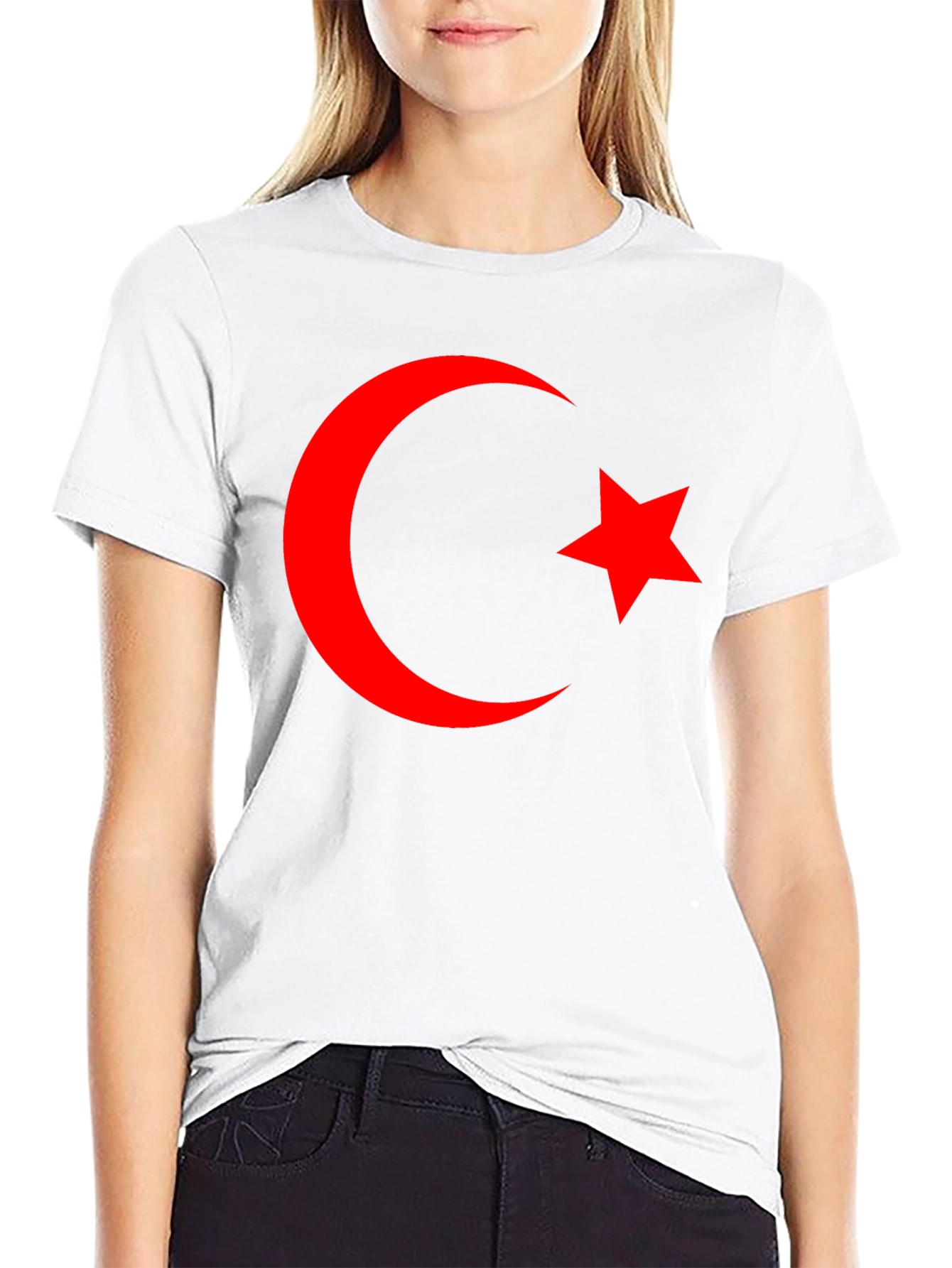Crescent Moon & Star Graphic Tee - Black