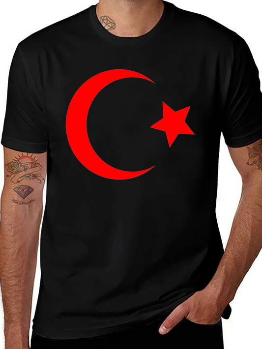 Crescent Moon & Star Graphic Tee - Black