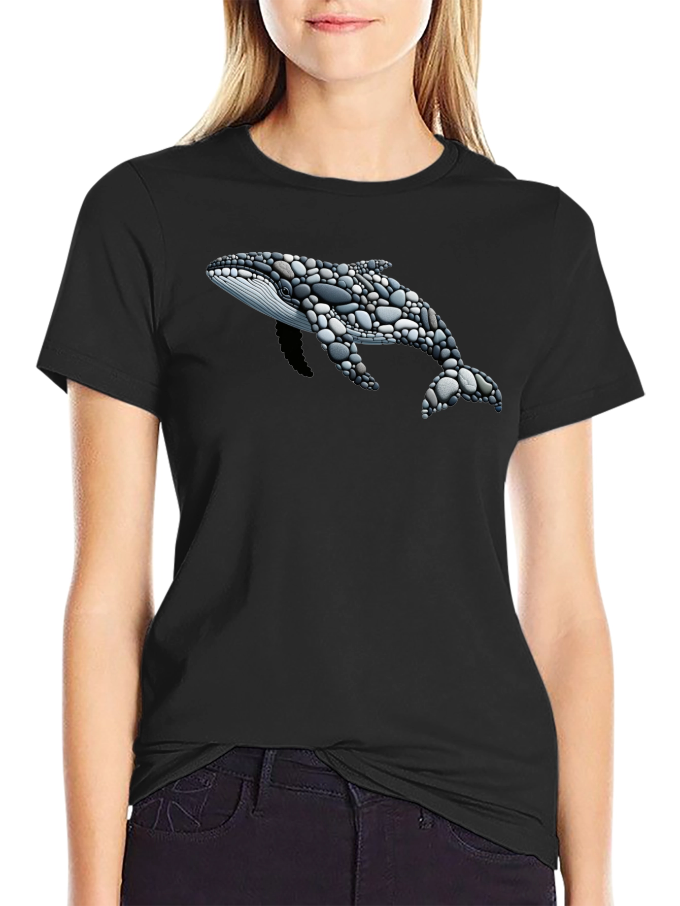 Stone Whale Graphic T-Shirt - Black