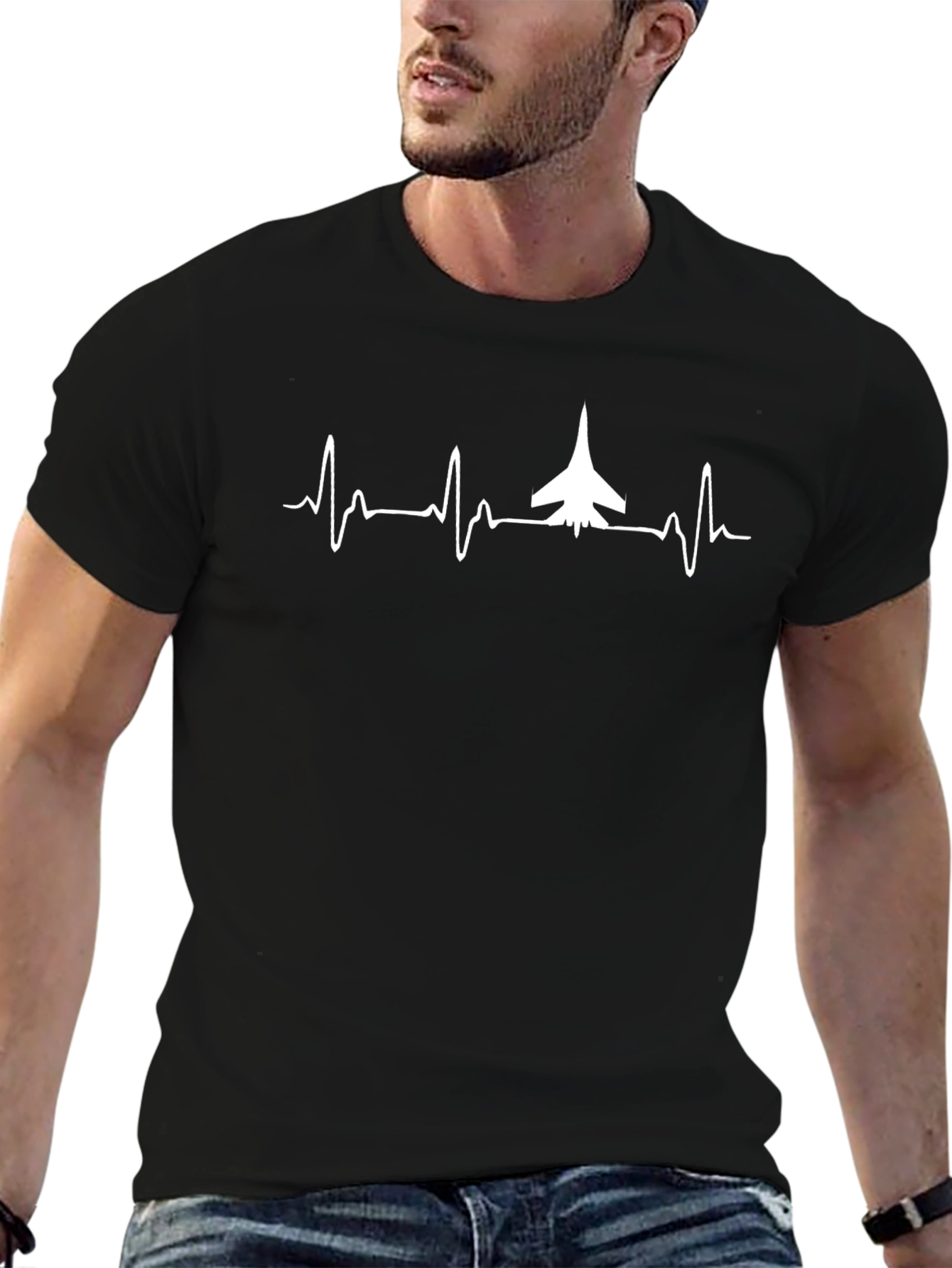 Jet Fighter Heartbeat T-Shirt - Aviation Enthusiast Tee