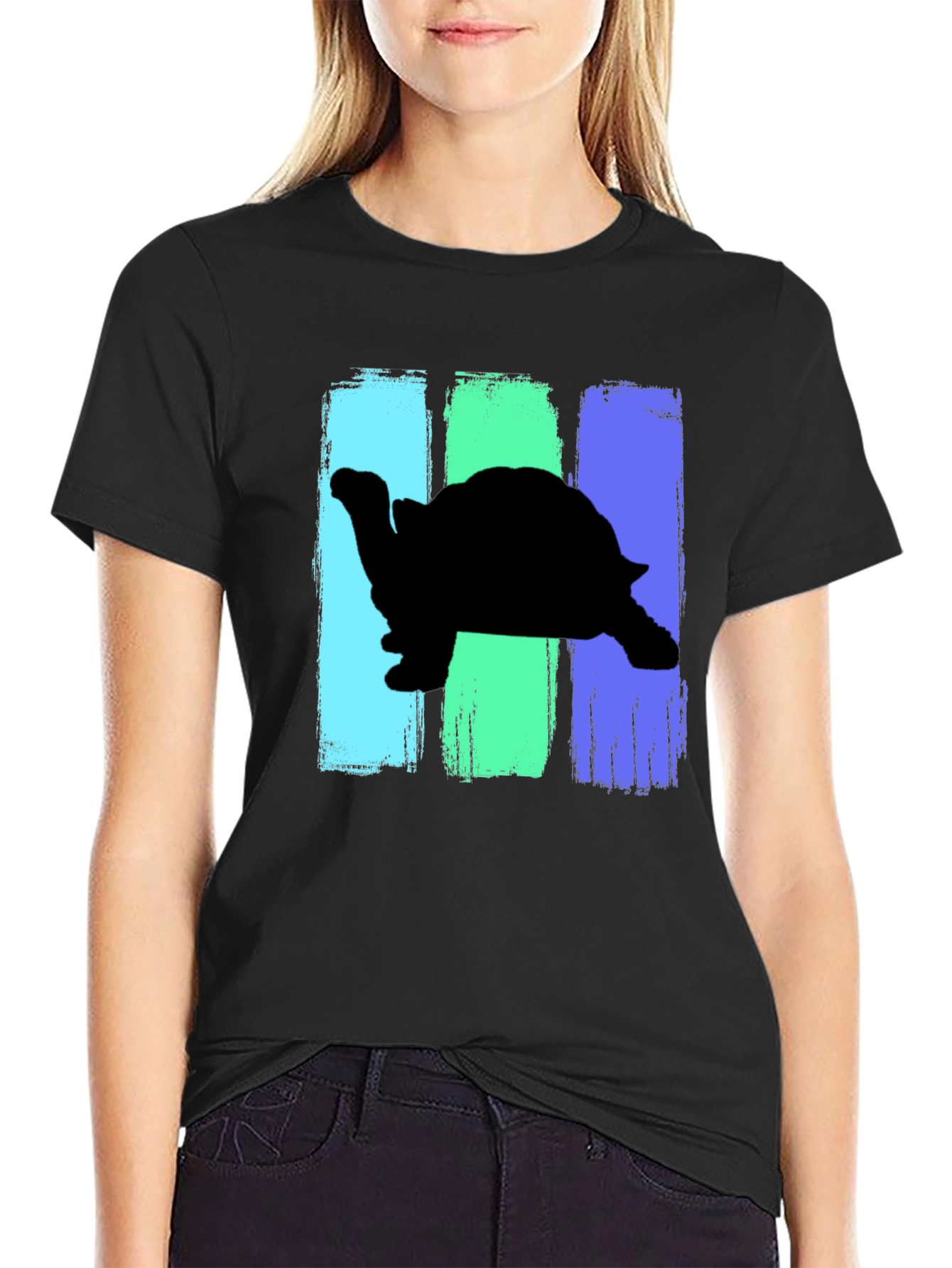 Turtle Silhouette Brush Stroke Graphic Tee
