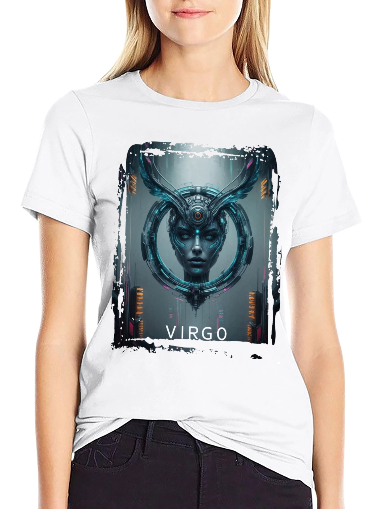 Virgo Zodiac Graphic Print Black T-Shirt
