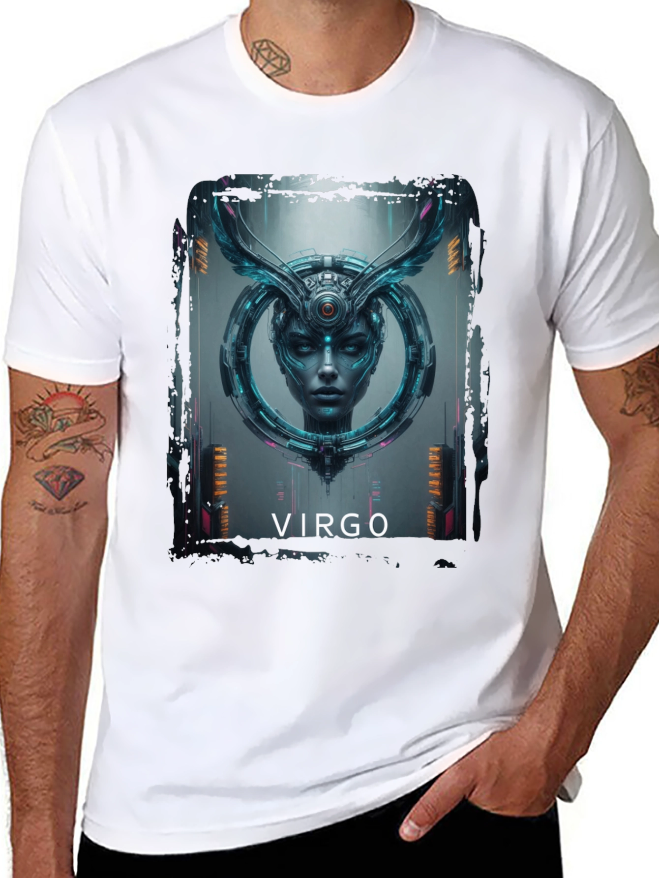 Virgo Zodiac Graphic Print Black T-Shirt