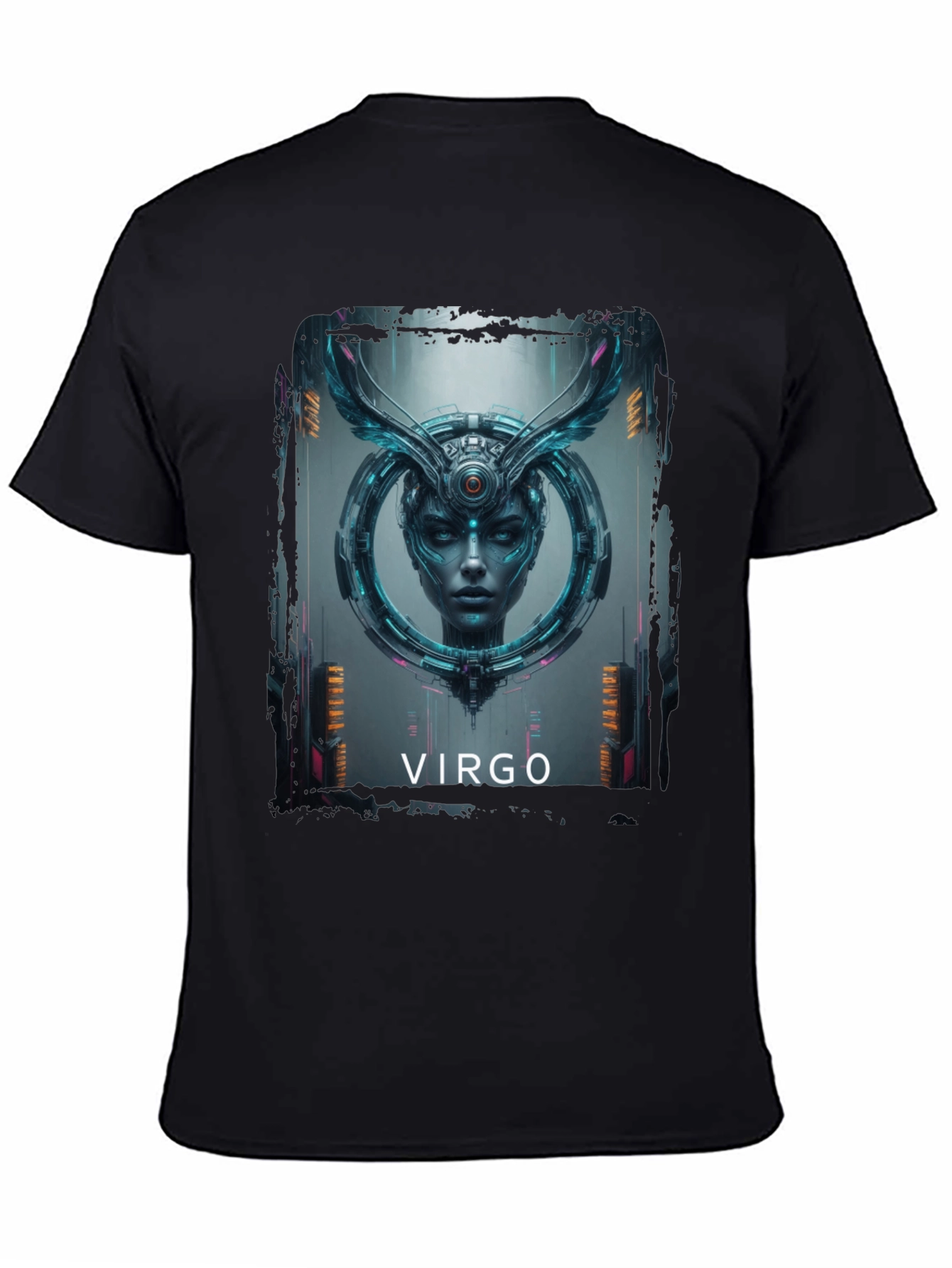 Virgo Zodiac Graphic Print Black T-Shirt