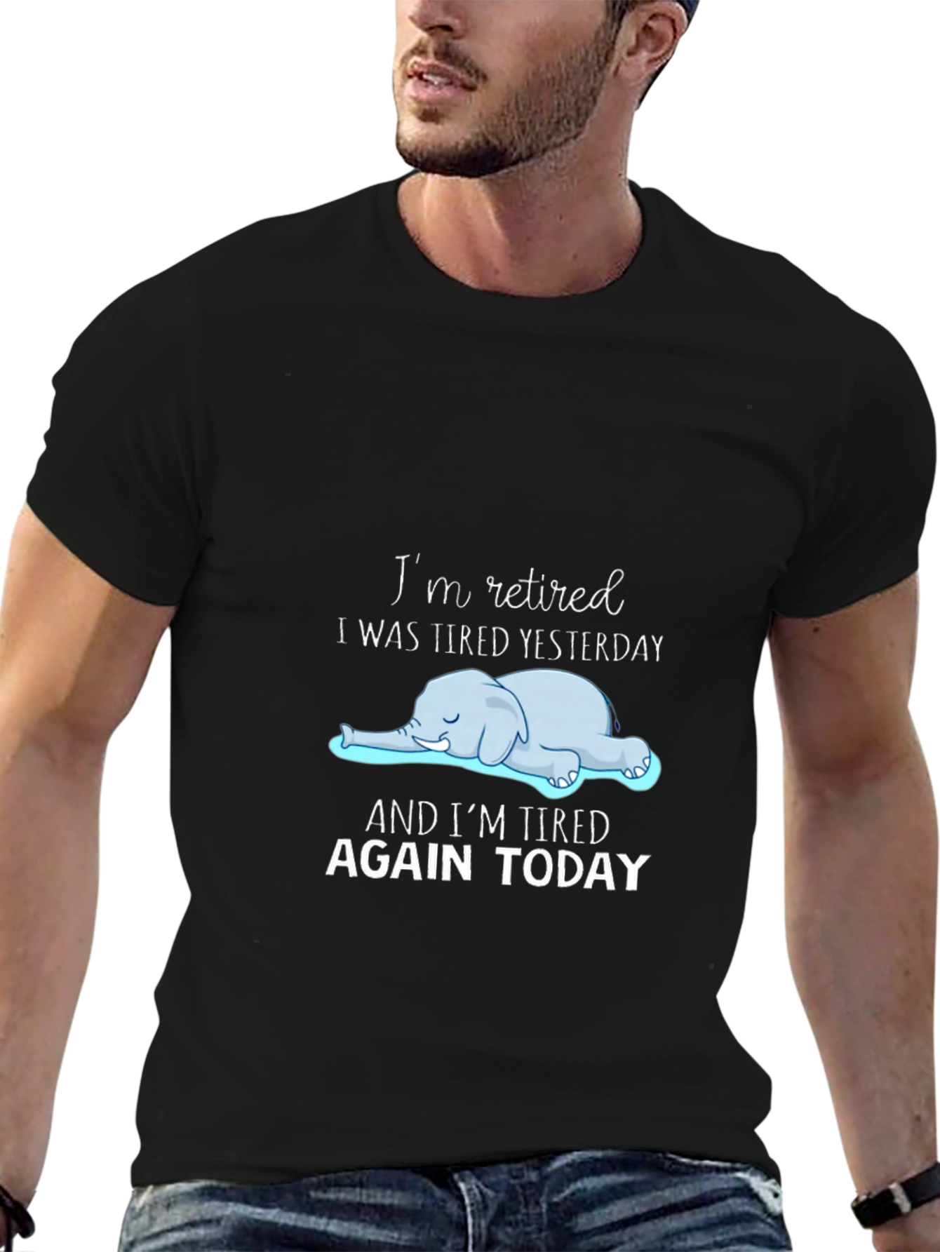 Retired & Tired T-Shirt: Funny Elephant Graphic Tee