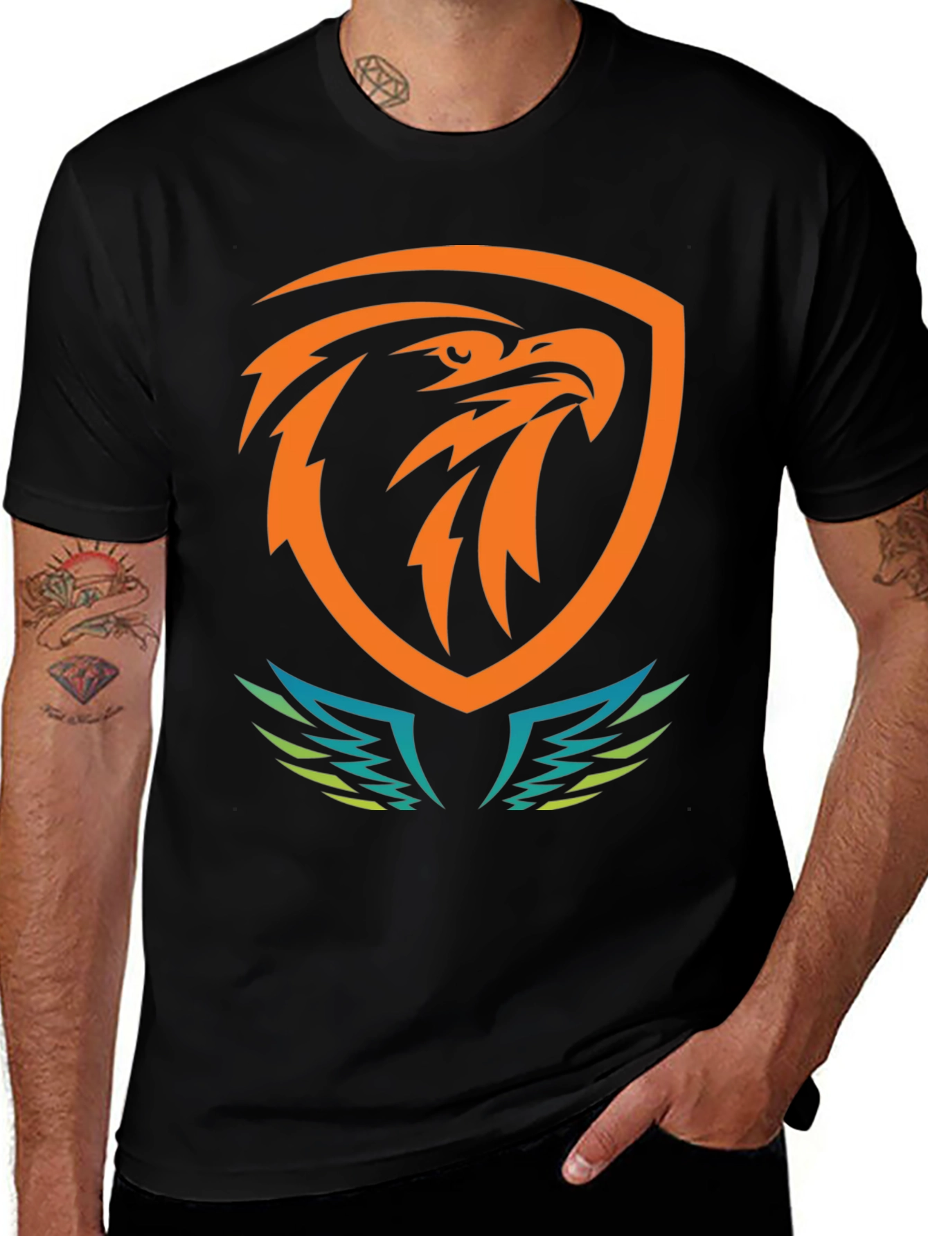 Bold Eagle Shield Graphic Tee - Black