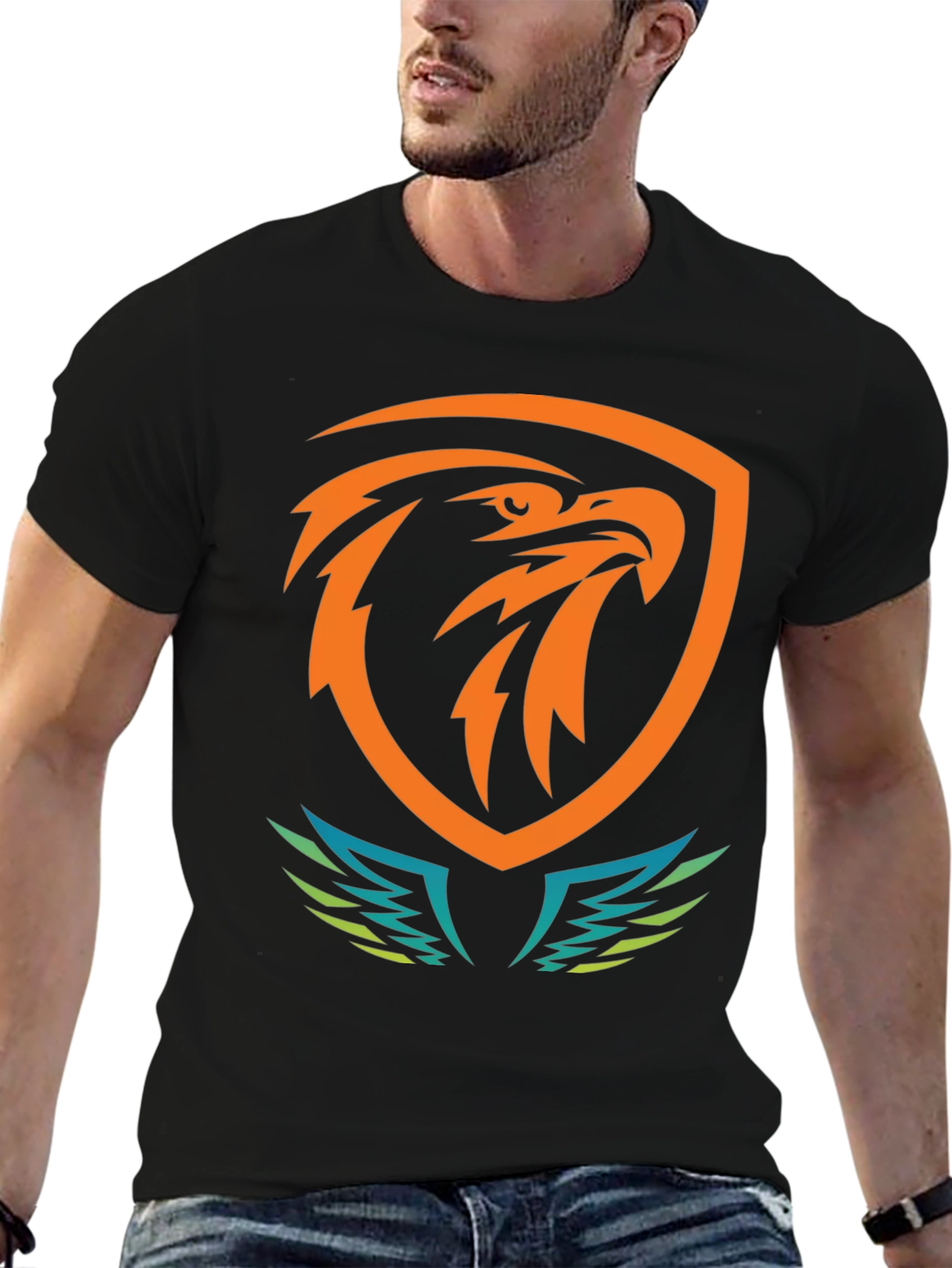 Bold Eagle Shield Graphic Tee - Black