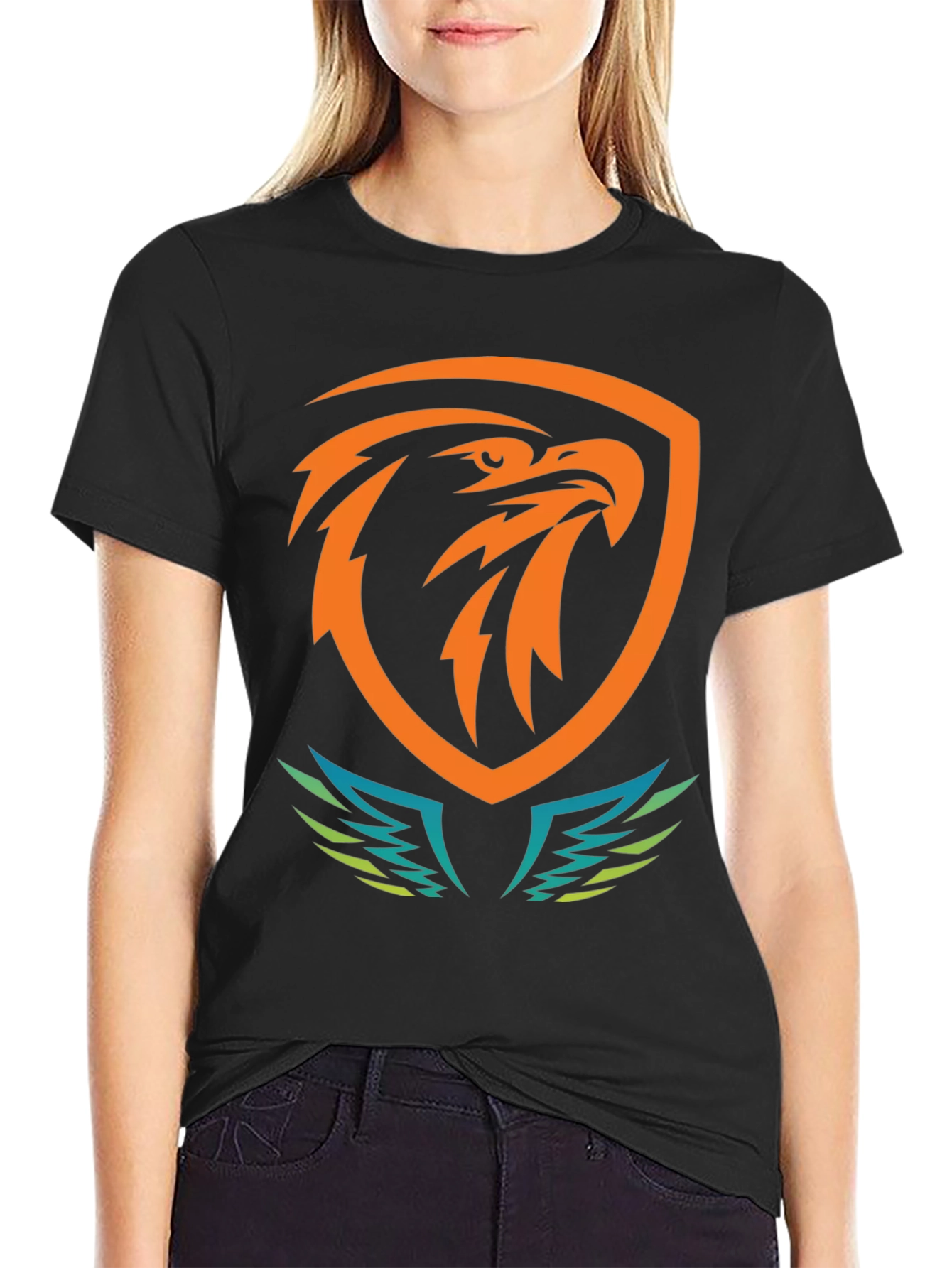 Bold Eagle Shield Graphic Tee - Black
