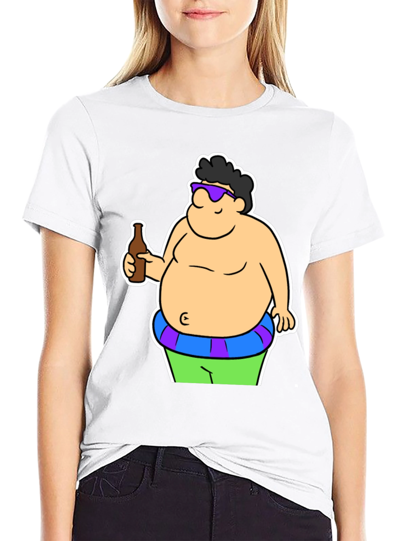 Cartoon Beer Belly Black T-Shirt