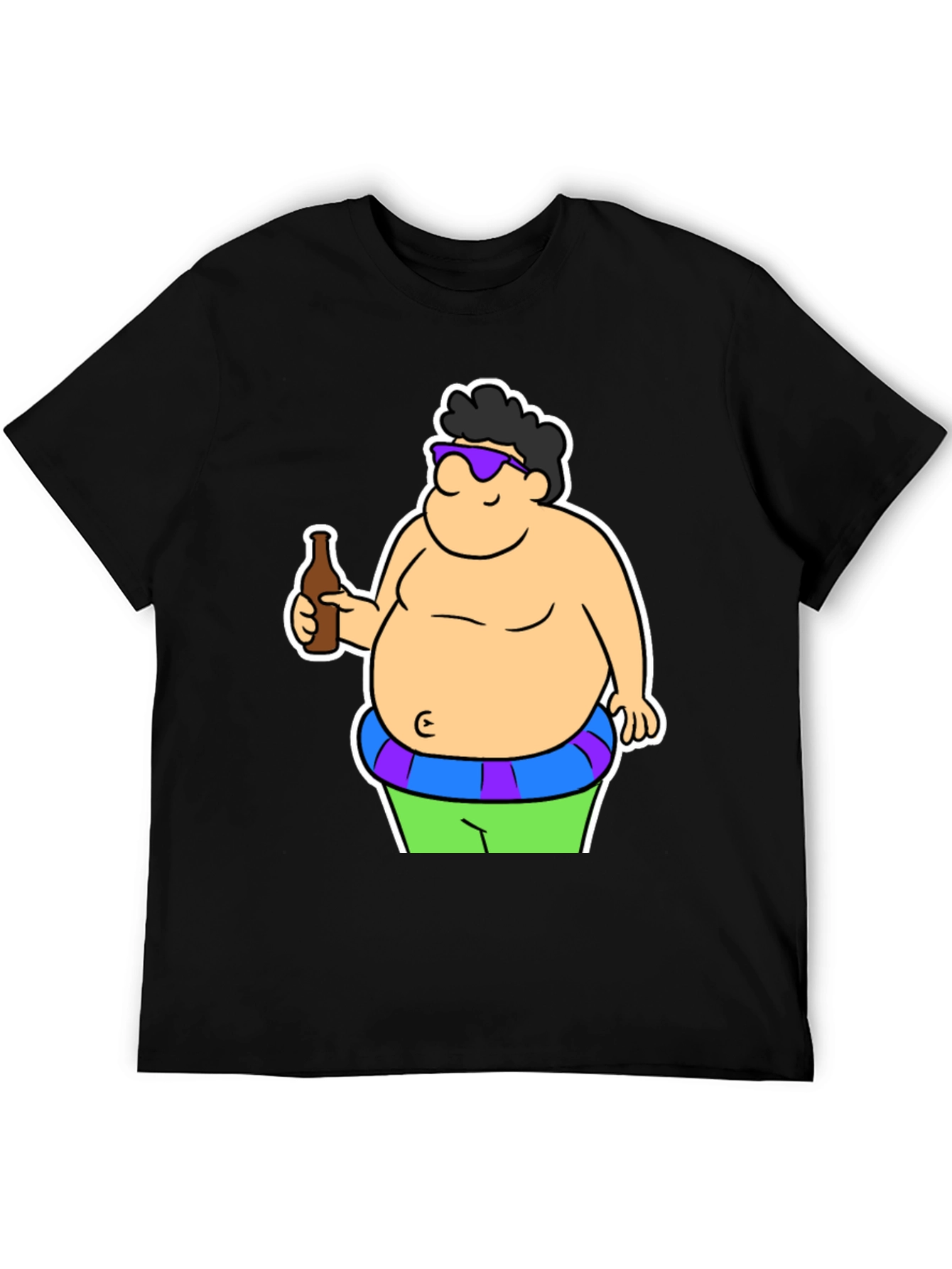 Cartoon Beer Belly Black T-Shirt