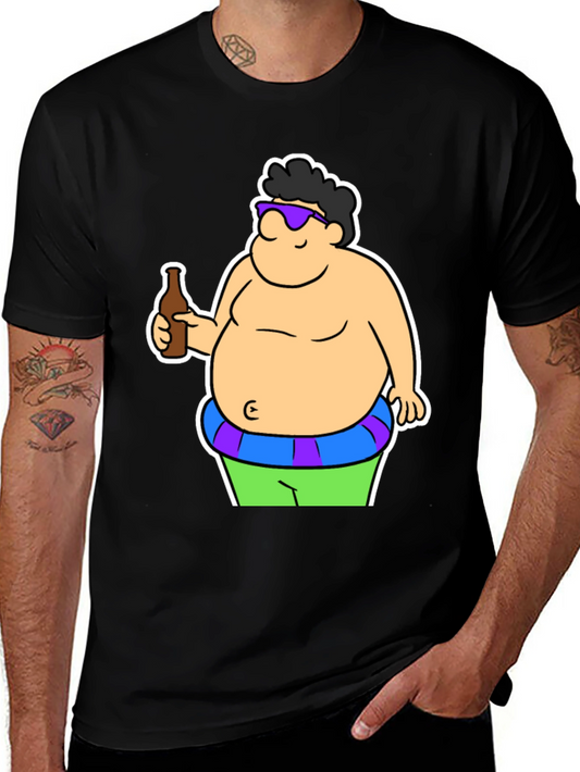 Cartoon Beer Belly Black T-Shirt