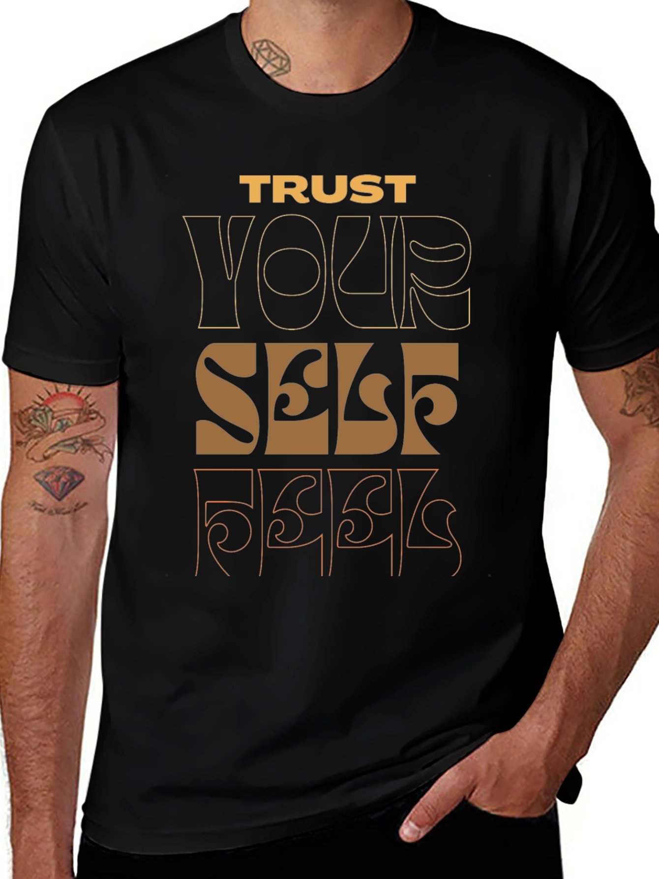 Trust Yourself Graphic Tee - Black Casual Shirt
