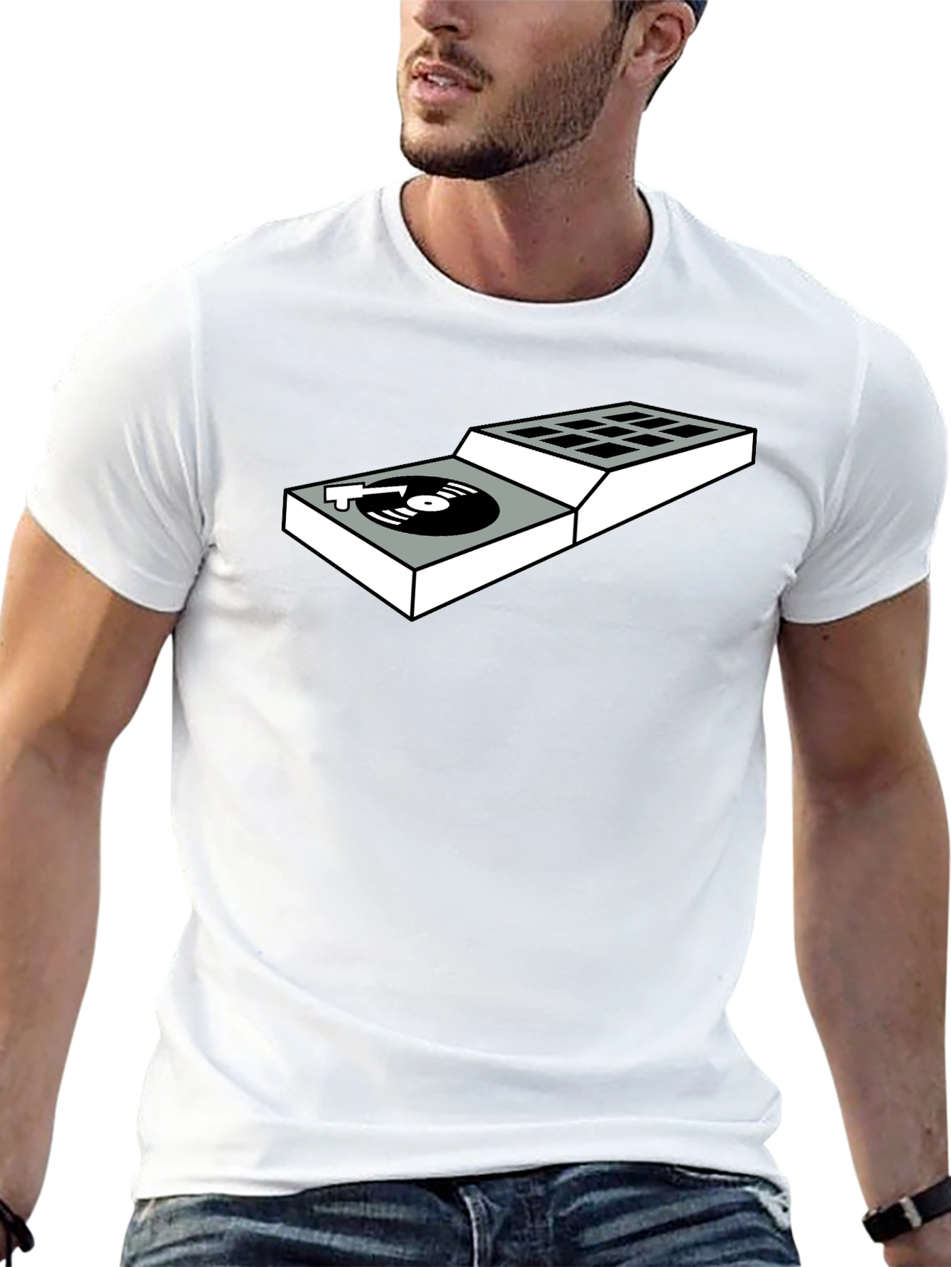 DJ Turntable Graphic Tee - Black Cotton T-Shirt