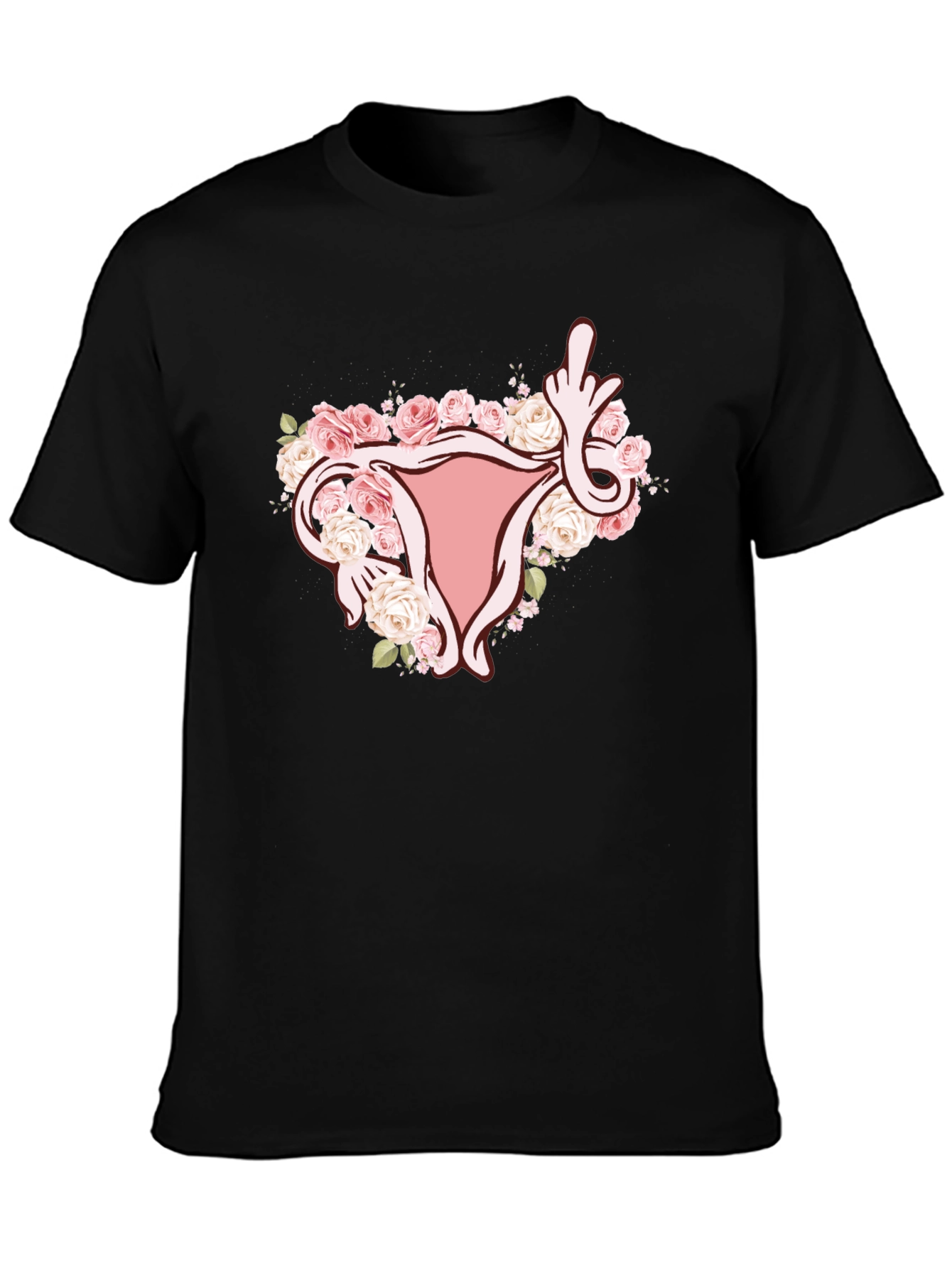 Floral Uterus Middle Finger Graphic Tee