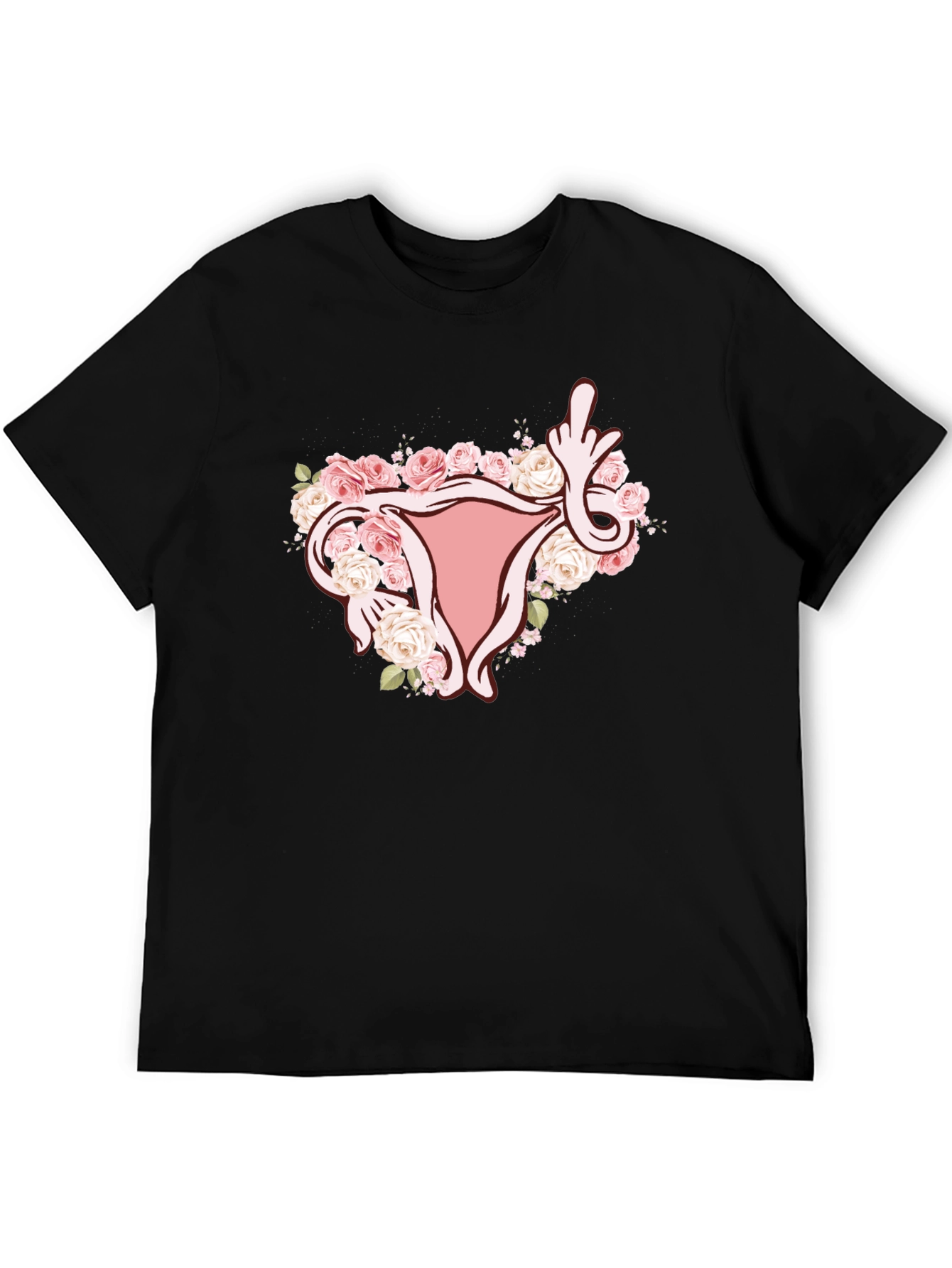 Floral Uterus Middle Finger Graphic Tee