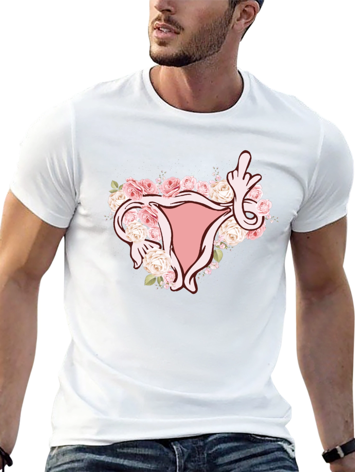 Floral Uterus Middle Finger Graphic Tee