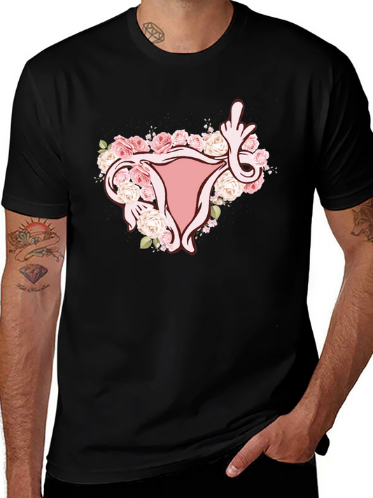 Floral Uterus Middle Finger Graphic Tee