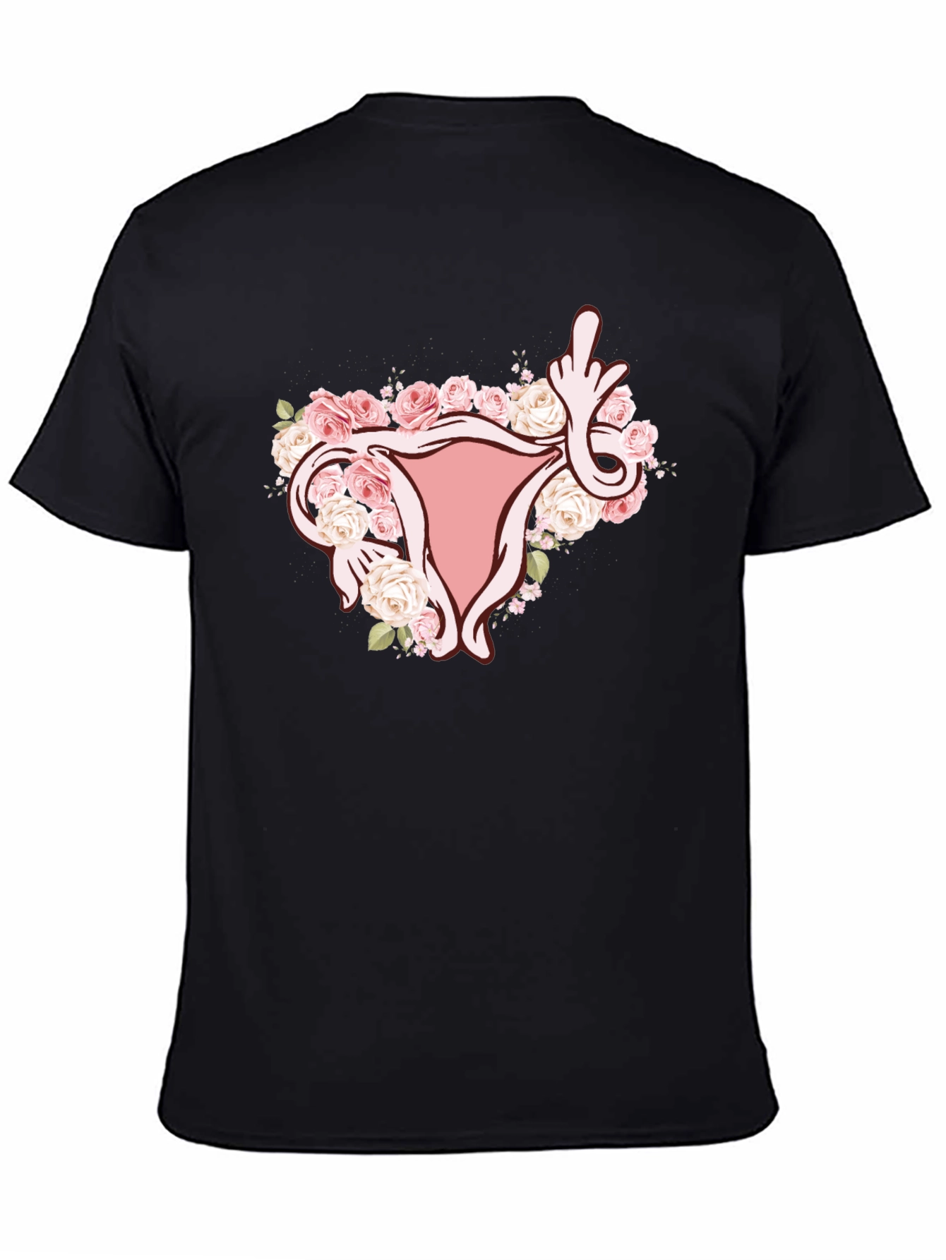 Floral Uterus Middle Finger Graphic Tee