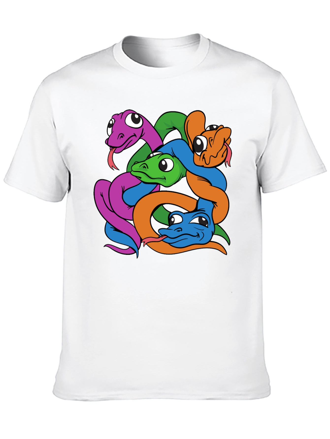 Snakes Cartoon Graphic Print Mens Black T-Shirt