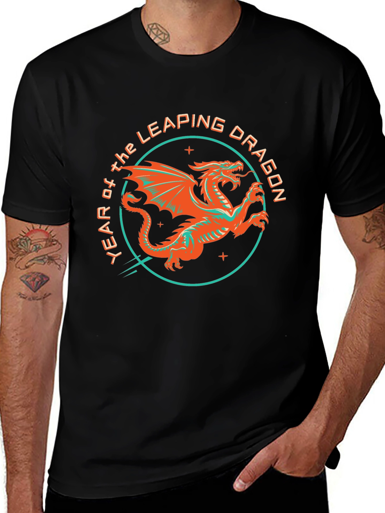 Year of the Leaping Dragon Graphic Tee - Black