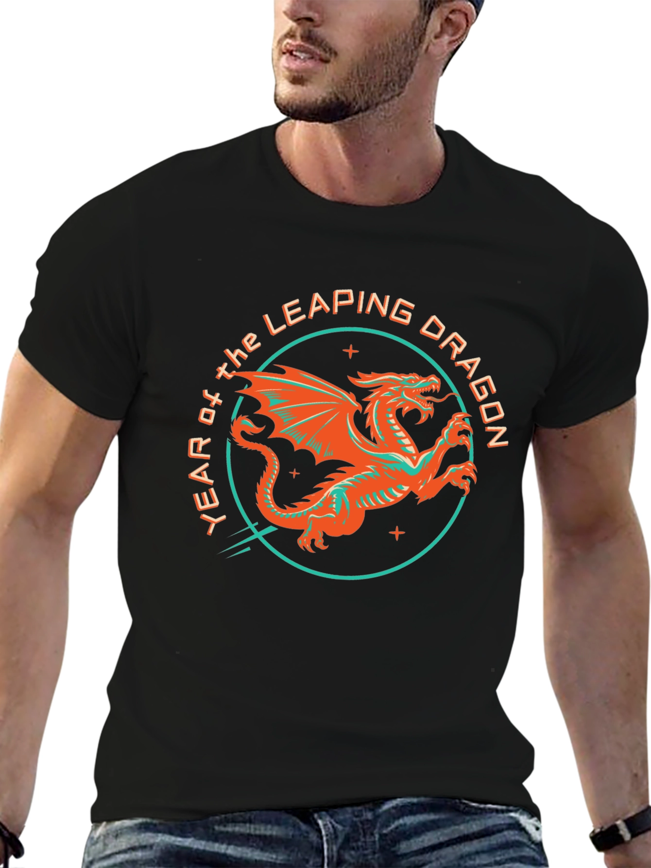 Year of the Leaping Dragon Graphic Tee - Black