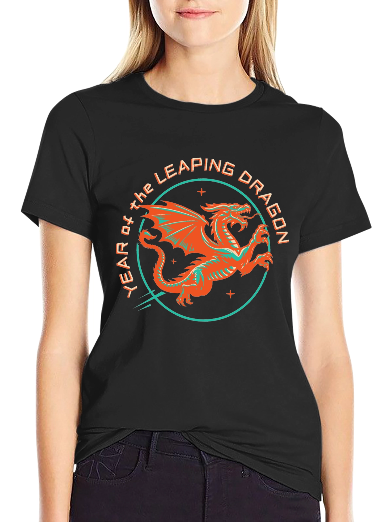 Year of the Leaping Dragon Graphic Tee - Black