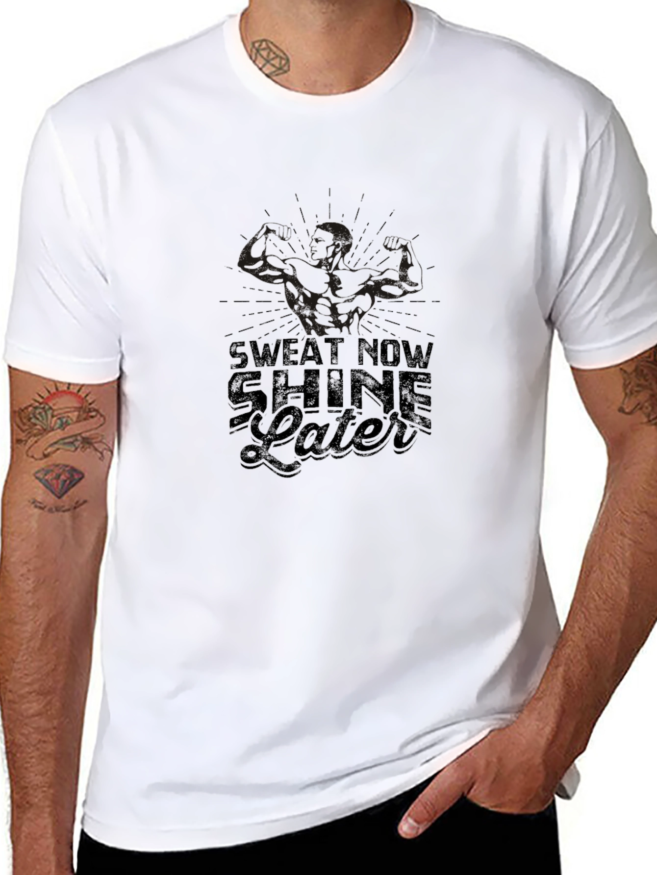 Sweat Now Shine Later Black Graphic Tee