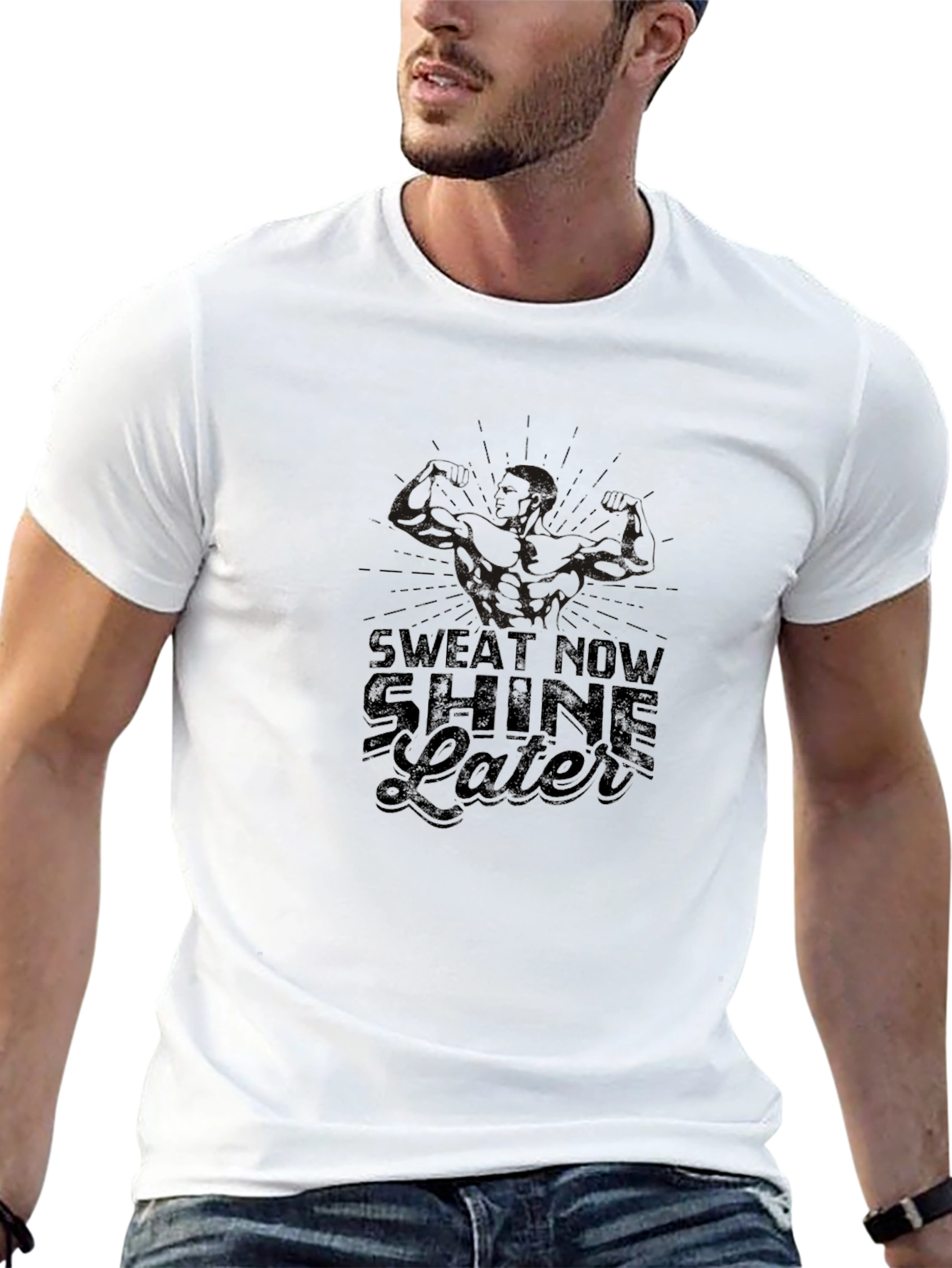 Sweat Now Shine Later Black Graphic Tee