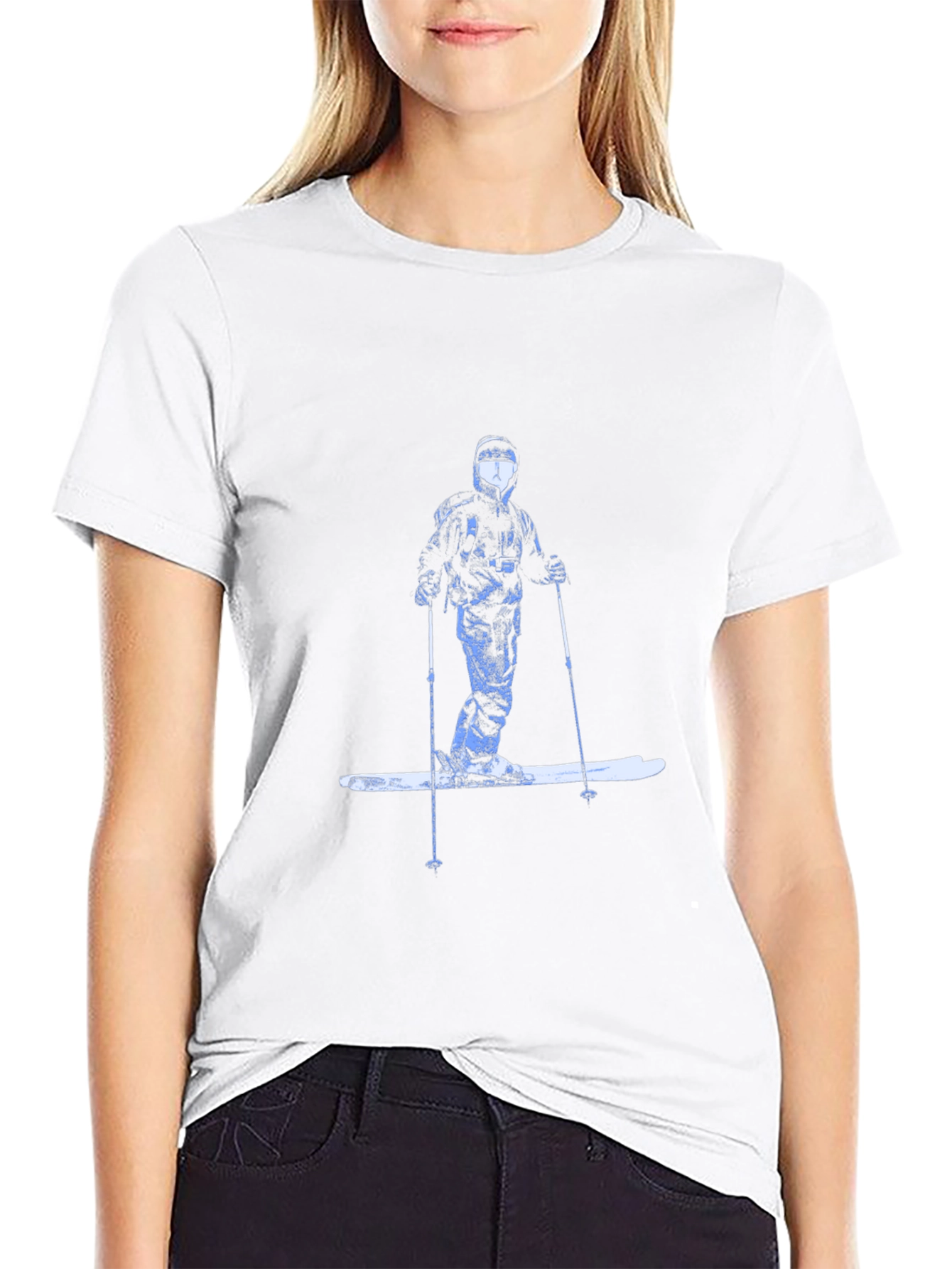 Black Skier Graphic Tee - Cool Winter Style