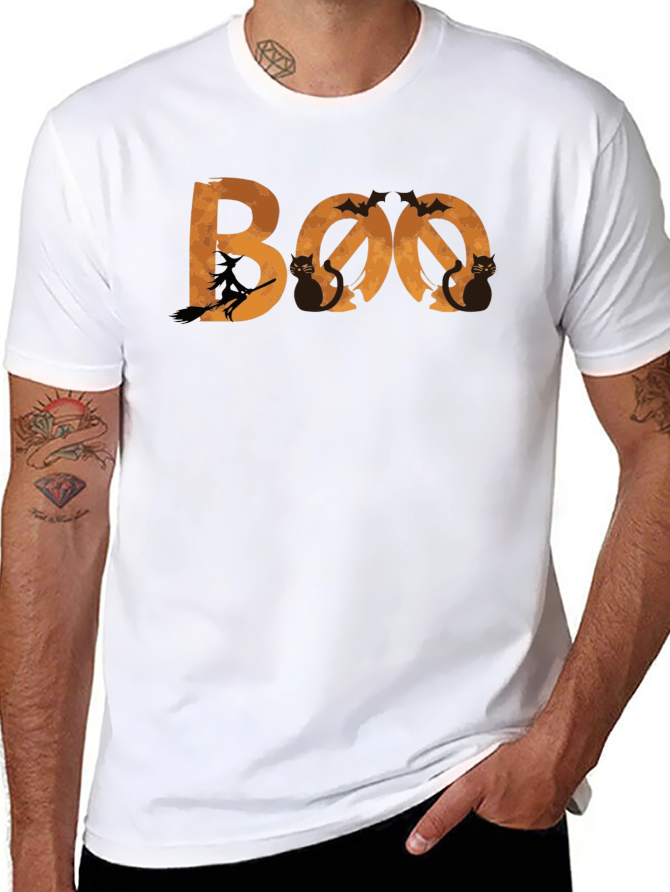Boo Halloween T-Shirt - Witch & Cats