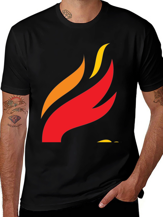 Flame Graphic Tee - Black Short Sleeve Casual Shirt