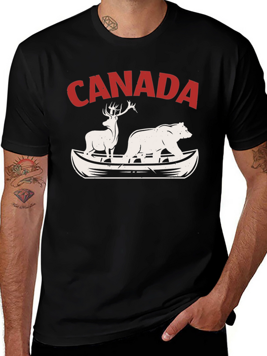 Canada Canoe Bear & Deer Graphic Tee - Black