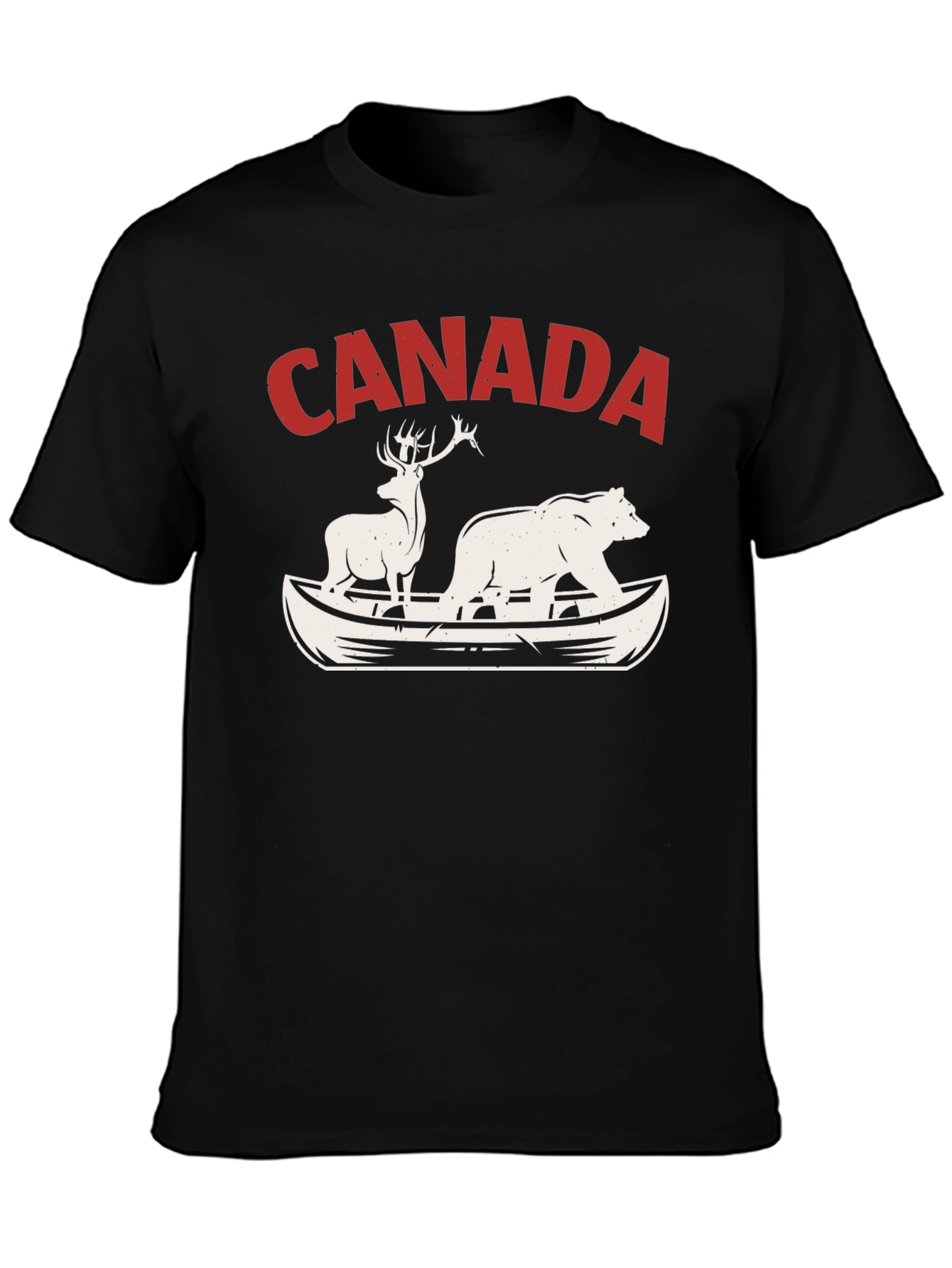 Canada Canoe Bear & Deer Graphic Tee - Black