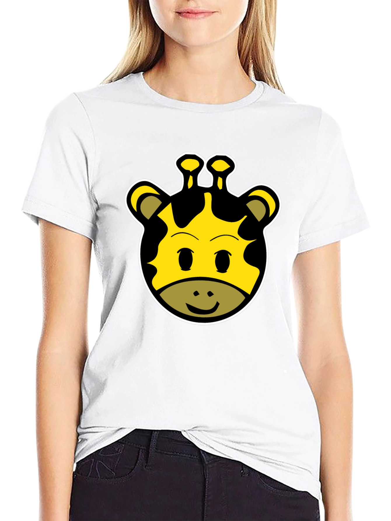 Cute Giraffe Face Graphic Tee - Unisex Black T-Shirt