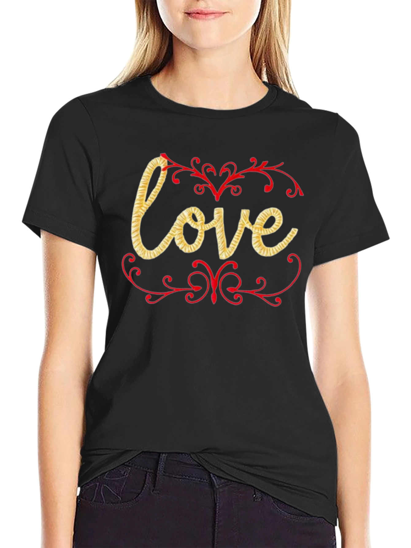 Love Valentines Day Graphic Tee - Black