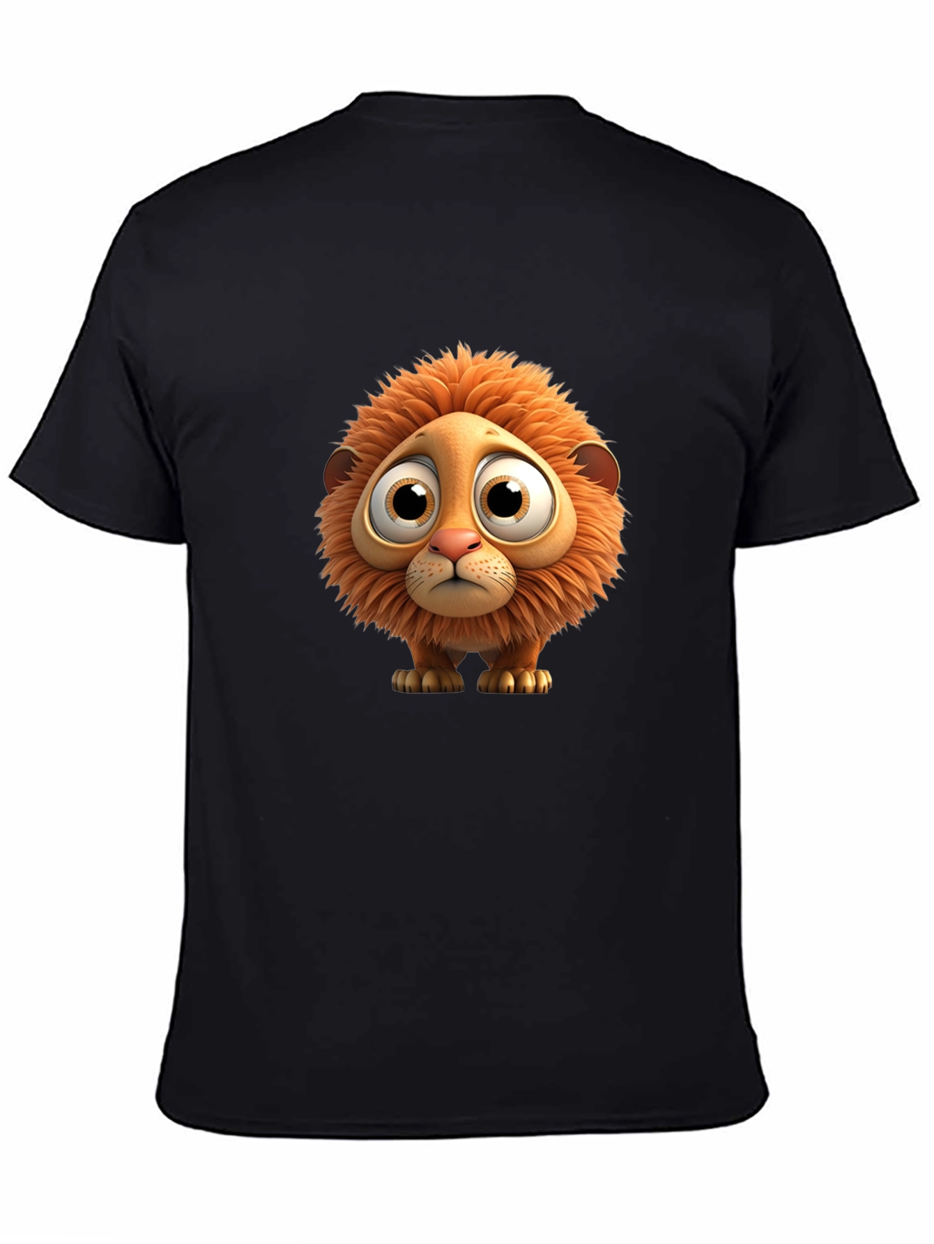 Cartoon Lion Graphic Black T-Shirt