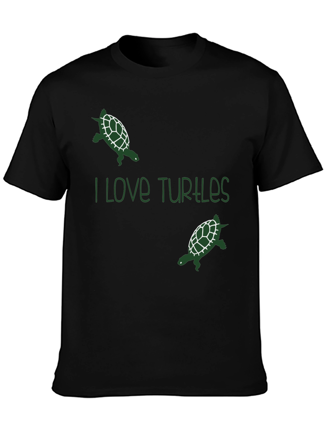 I Love Turtles Graphic Tee - Black