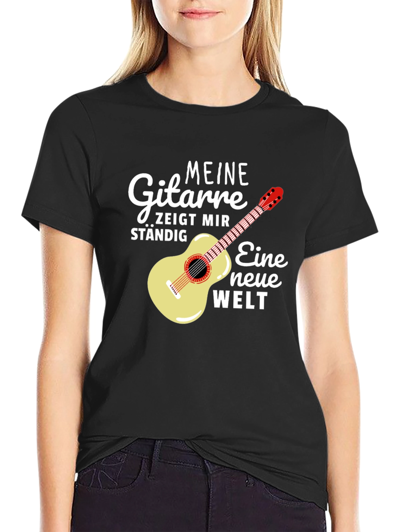 Guitar & German Quote Black T-Shirt