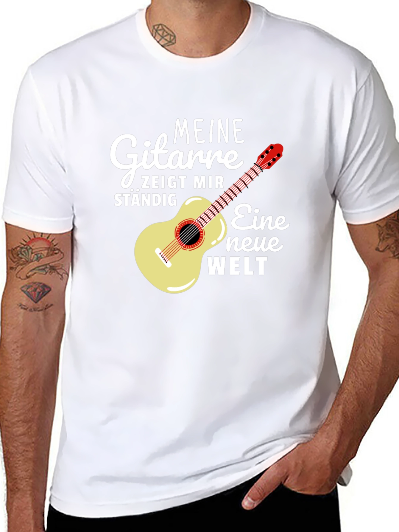 Guitar & German Quote Black T-Shirt