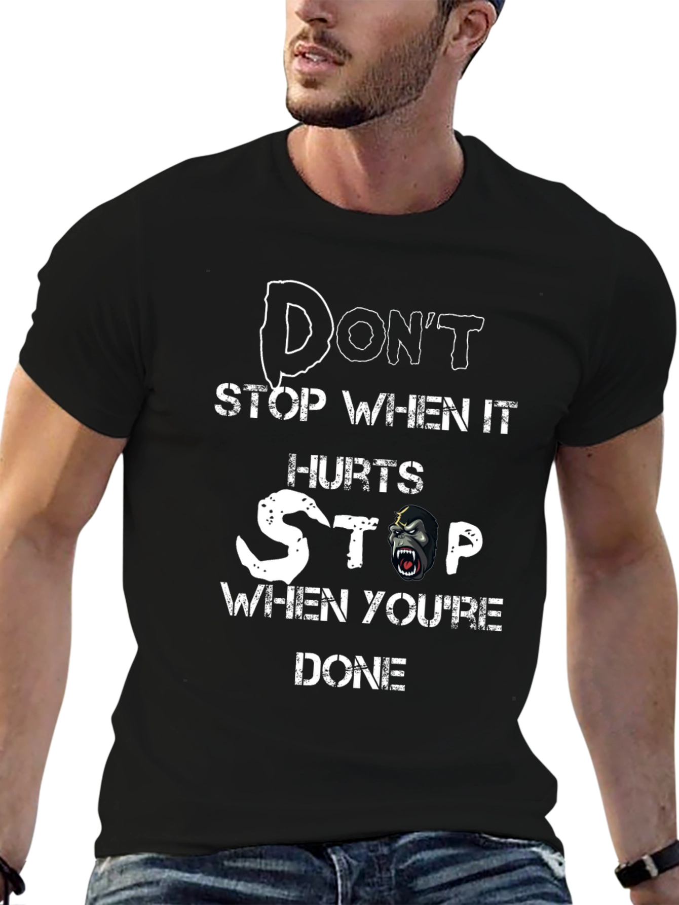 Dont Stop Gorilla T-Shirt - Motivational Gym Tee