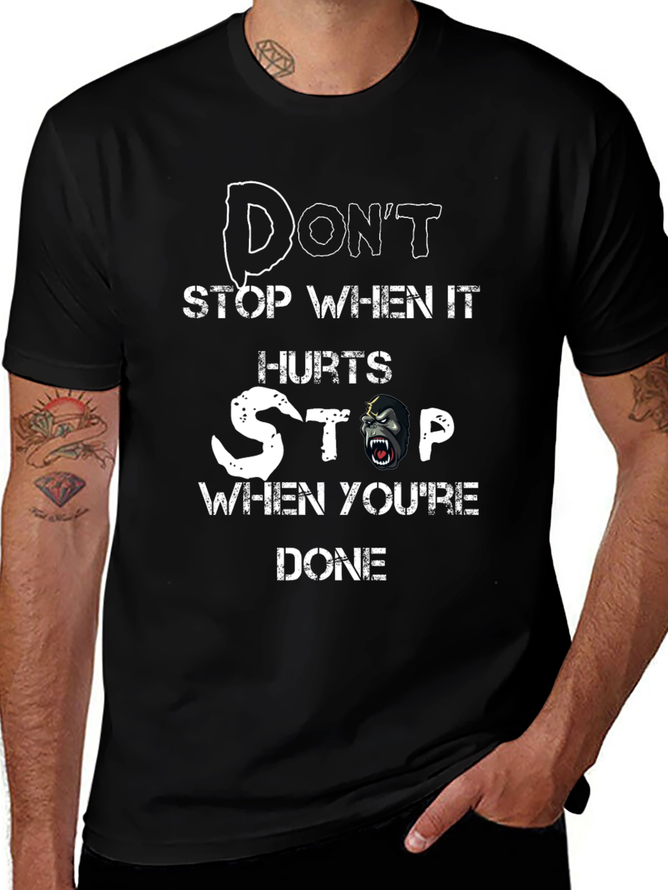 Dont Stop Gorilla T-Shirt - Motivational Gym Tee