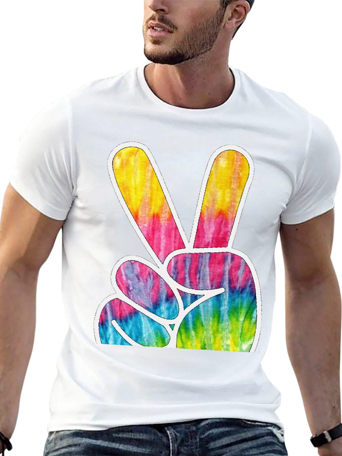 Retro Tie-Dye Peace Sign Graphic T-Shirt