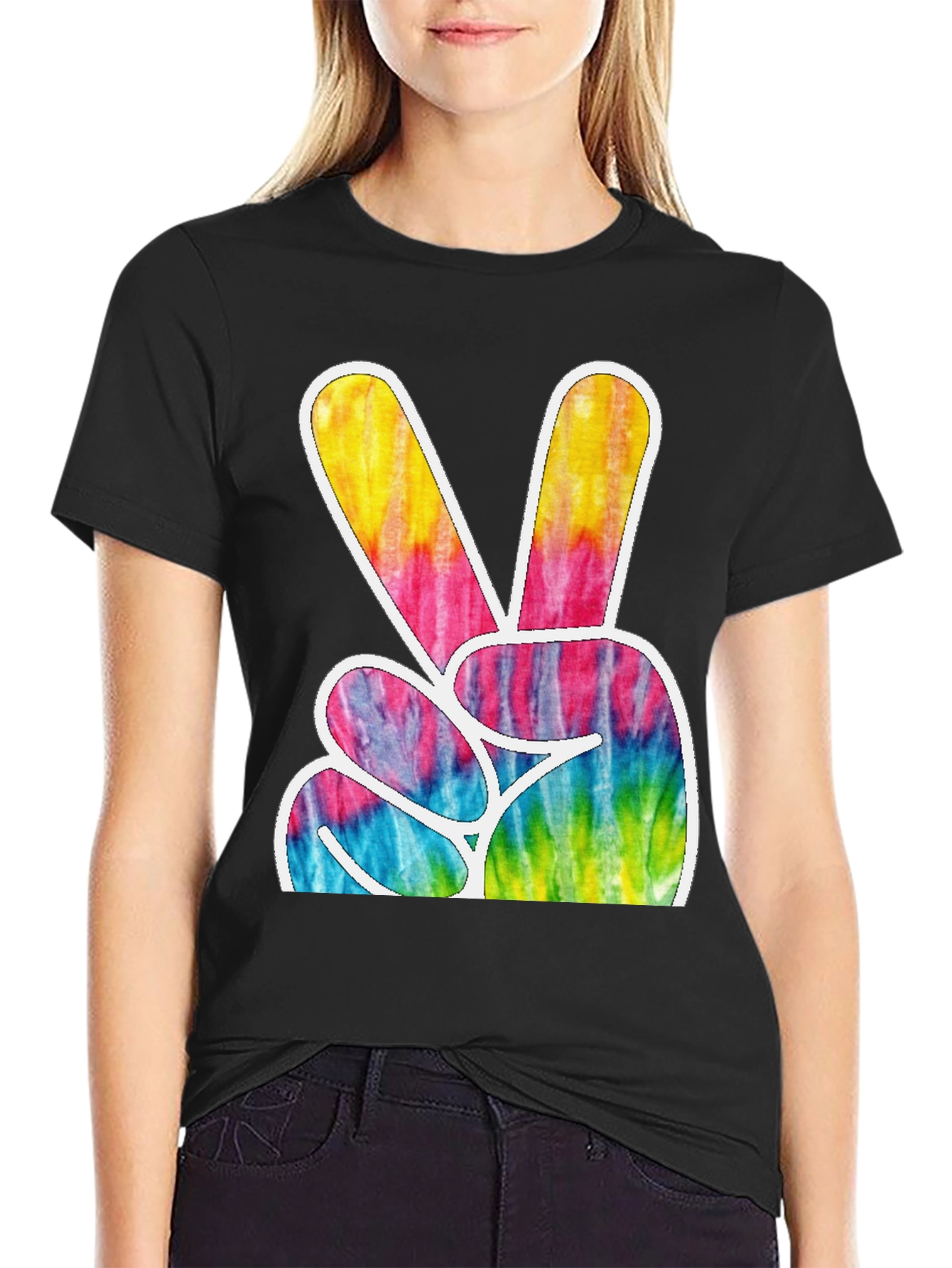 Retro Tie-Dye Peace Sign Graphic T-Shirt