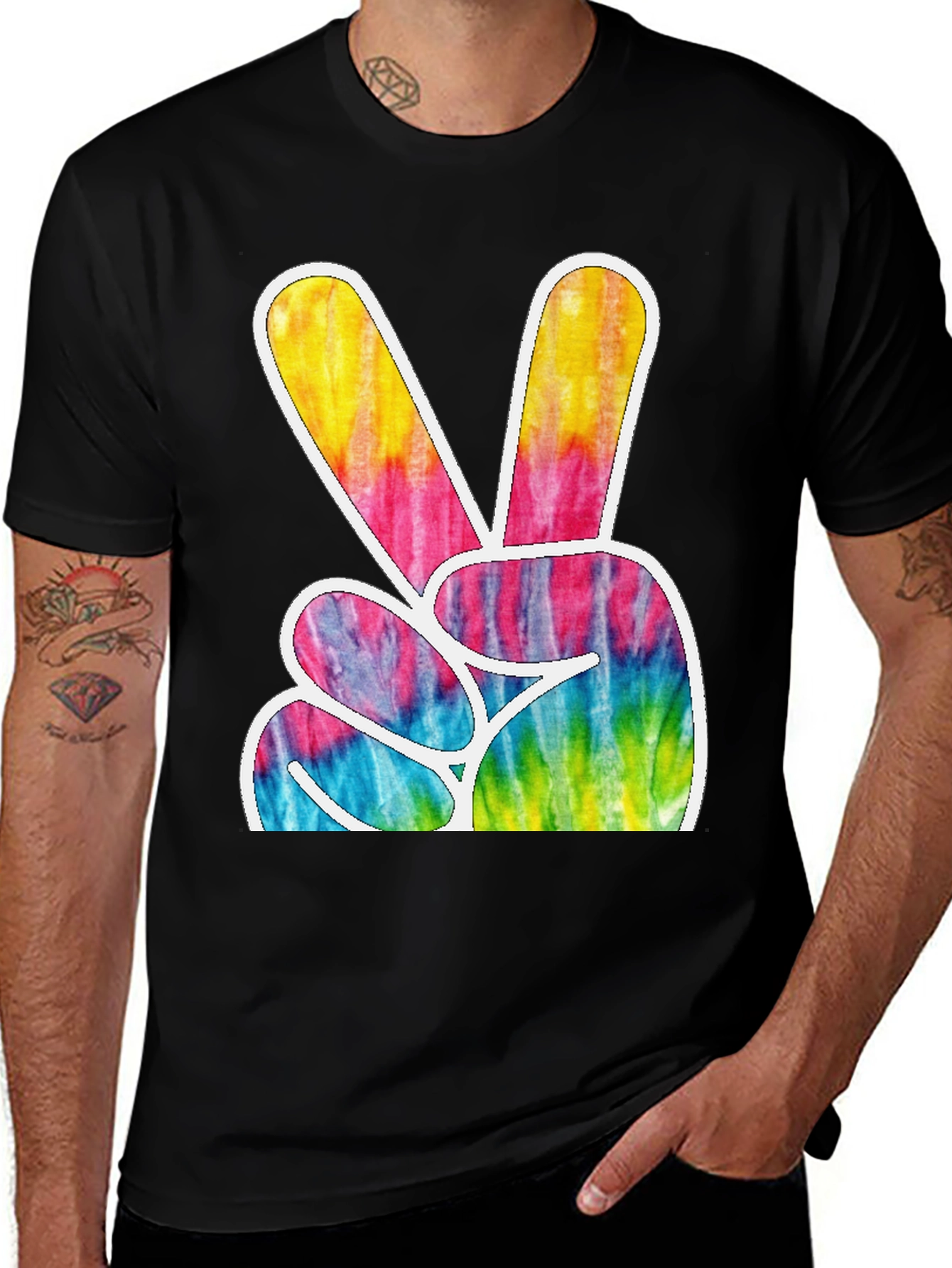Retro Tie-Dye Peace Sign Graphic T-Shirt