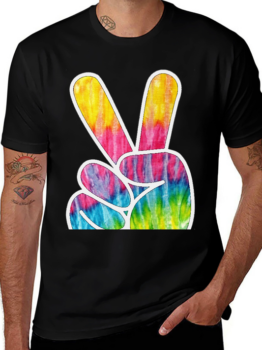 Retro Tie-Dye Peace Sign Graphic T-Shirt